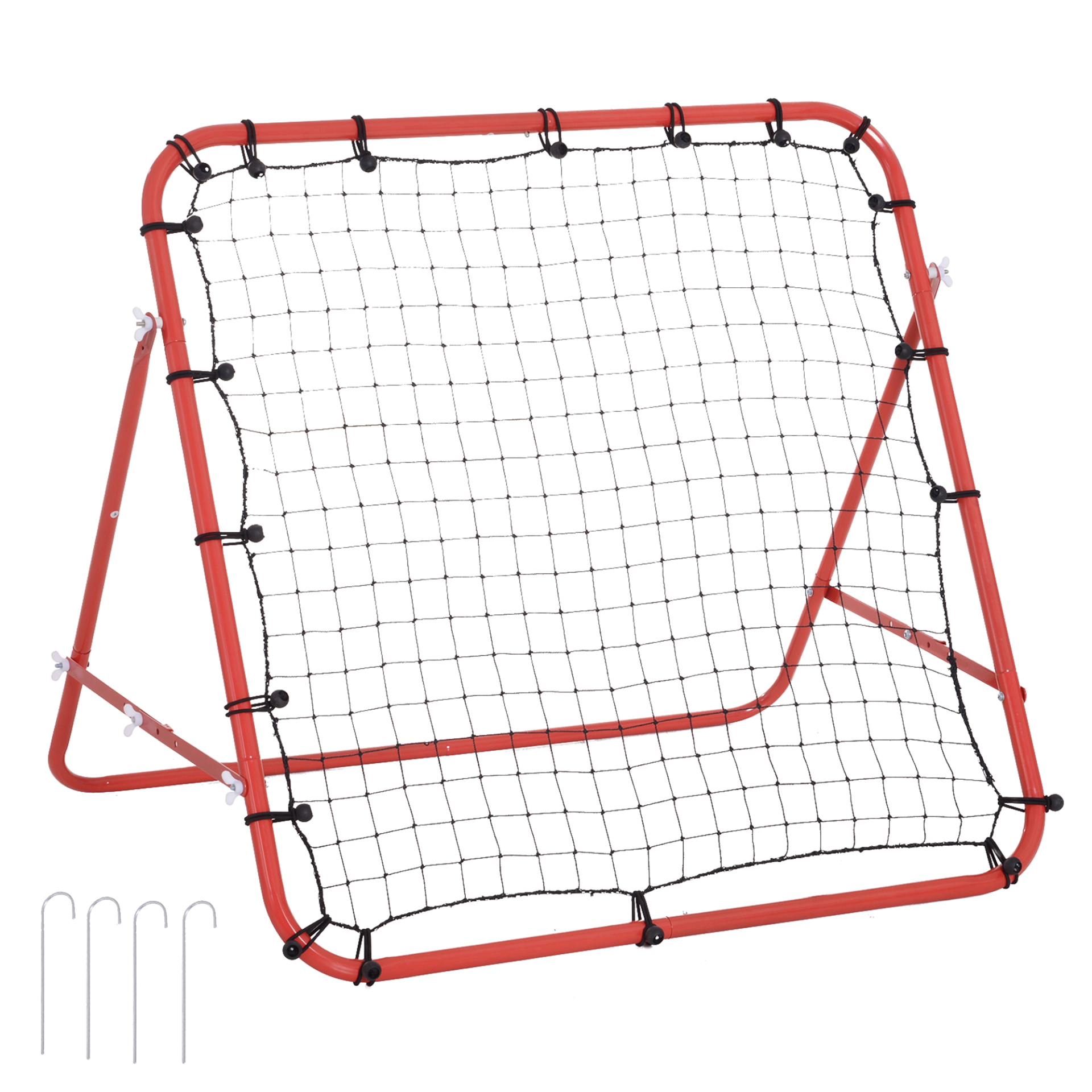 HOMCOM Rebounder Net Kickback Target Goal - Versatile Training Aid for Teens & Adults - Softball, Football, Baseball, Cricket, & Tennis Practice - Red MyLibelula