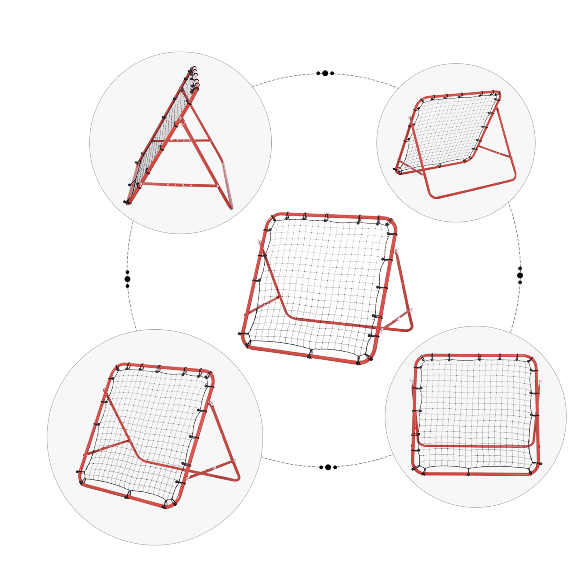 HOMCOM Rebounder Net Kickback Target Goal - Versatile Training Aid for Teens & Adults - Softball, Football, Baseball, Cricket, & Tennis Practice - Red MyLibelula