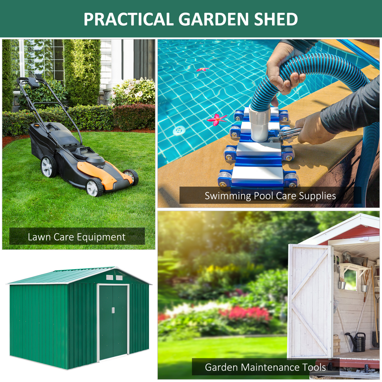 Outsunny 9 x 6FT Garden Metal Storage Shed Outdoor Storage Shed with Foundation Ventilation & Doors, Green MyLibelula