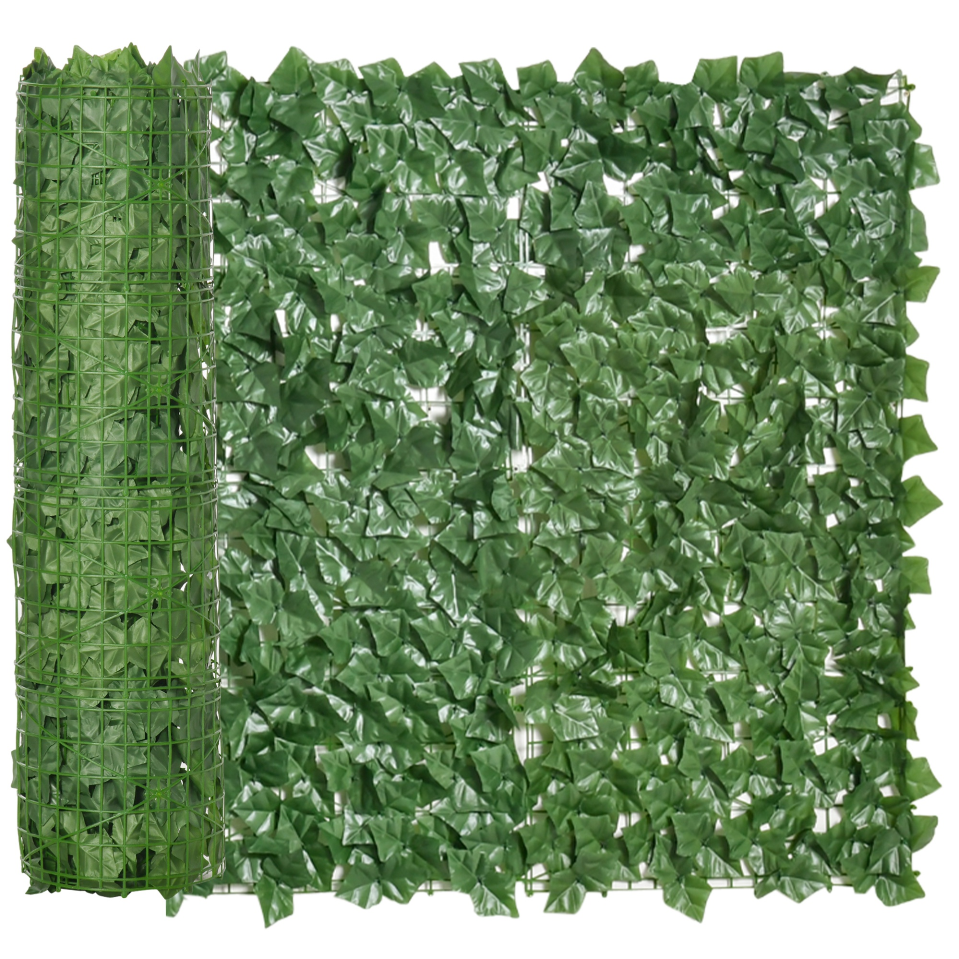 Outsunny Artificial Leaf Hedge Screen Privacy Fence Panel for Garden Outdoor Indoor Decor 3M x 1M Dark Green MyLibelula