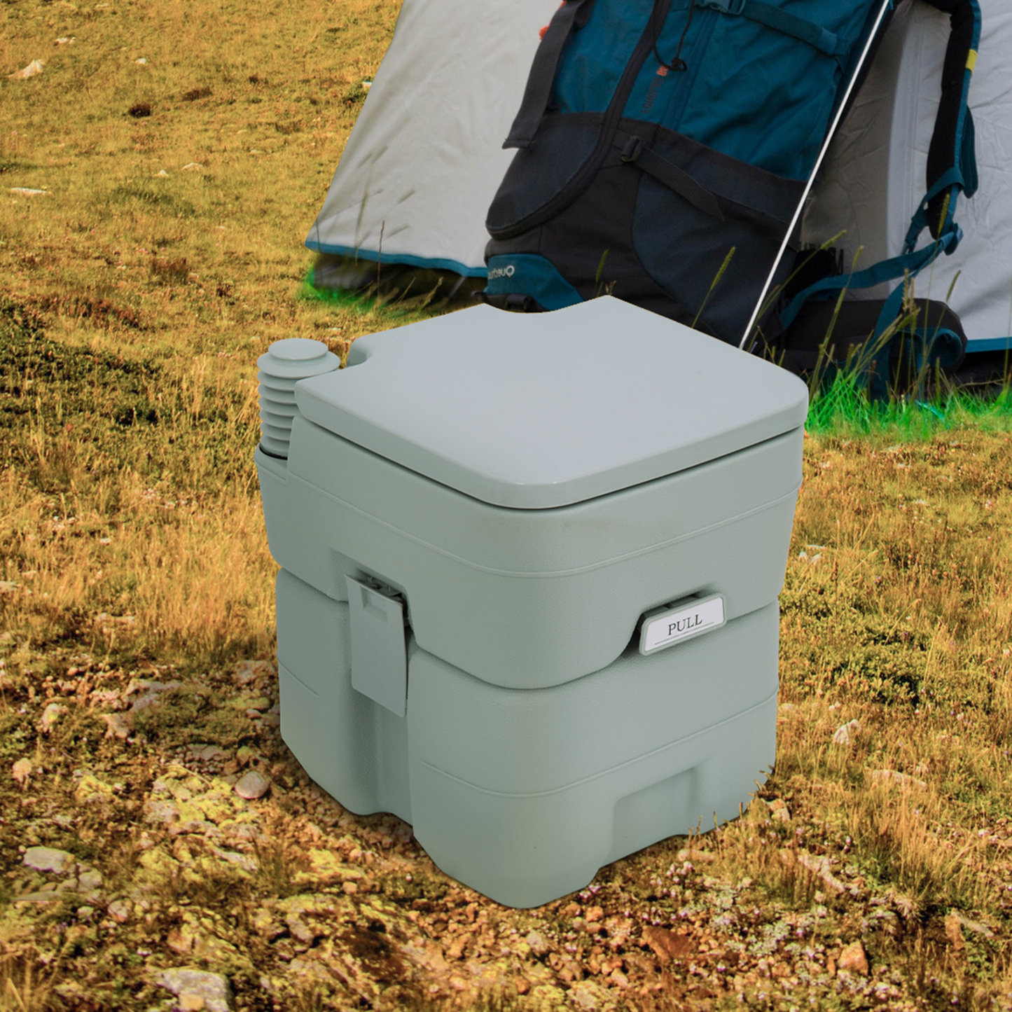 Outsunny 20L Portable Travel Mobile Toilet - Lightweight, Durable, Ideal for Camping & Outdoor Adventures, Grey MyLibelula