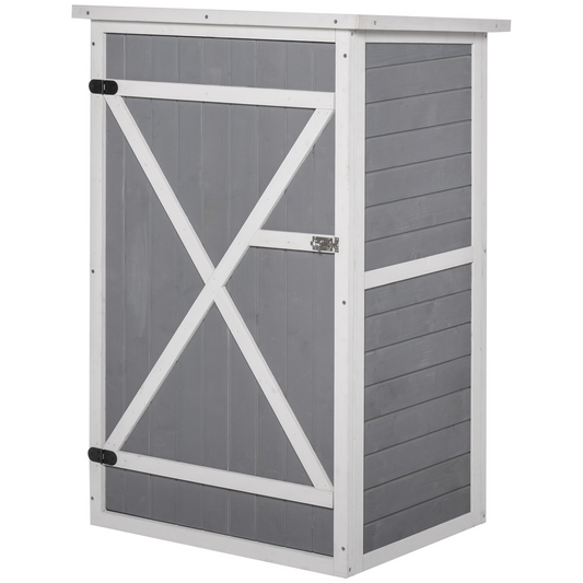 Outsunny Wooden Garden Storage Shed | Fir Wood Tool Cabinet with Shelves - 75L x 56W x 115H cm, Grey MyLibelula