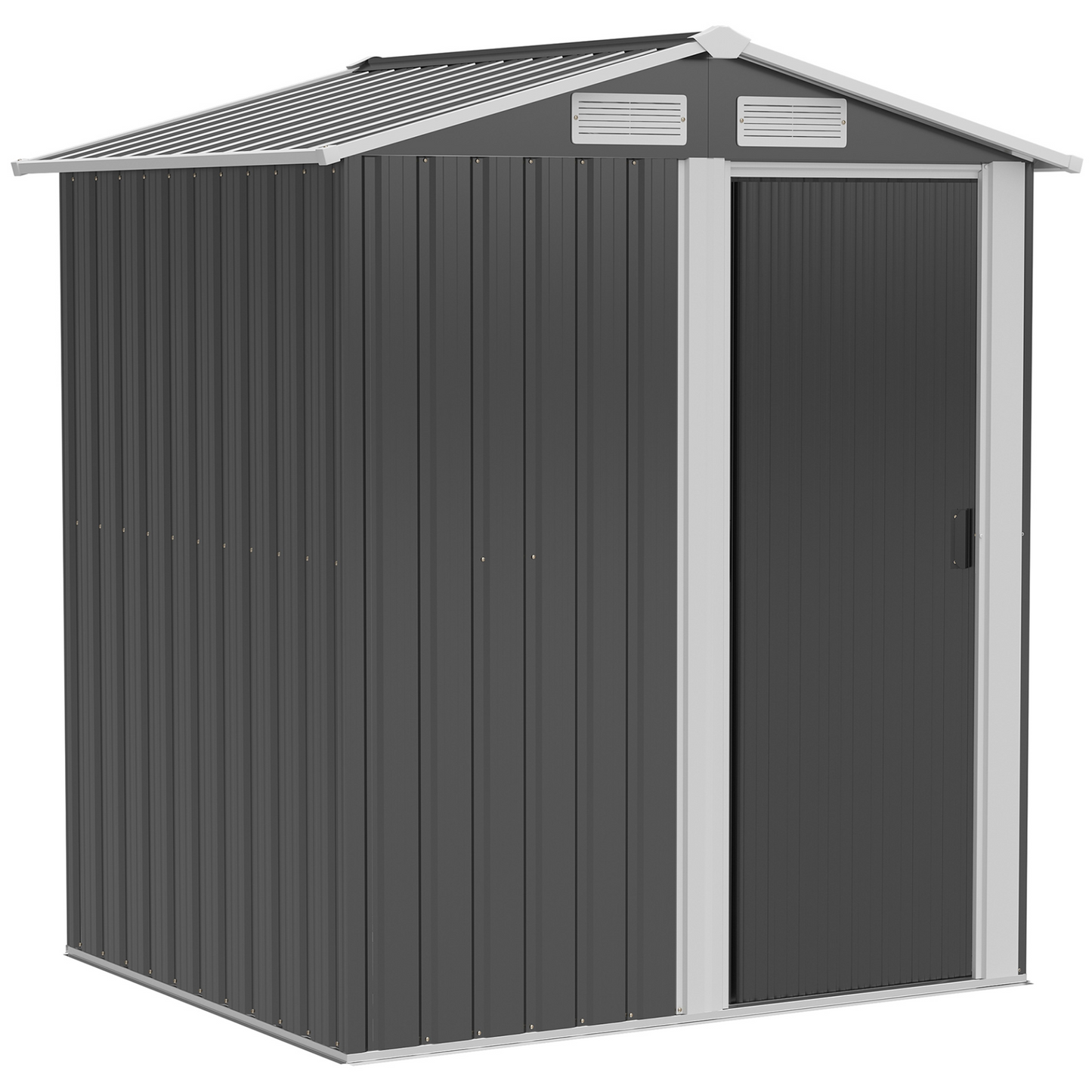 Outsunny 5ft x 4ft Garden Metal Storage Shed, Tool Storage Shed with Sliding Door, Sloped Roof and Floor Foundation for Garden, Backyard, Patio, Lawn, Grey MyLibelula