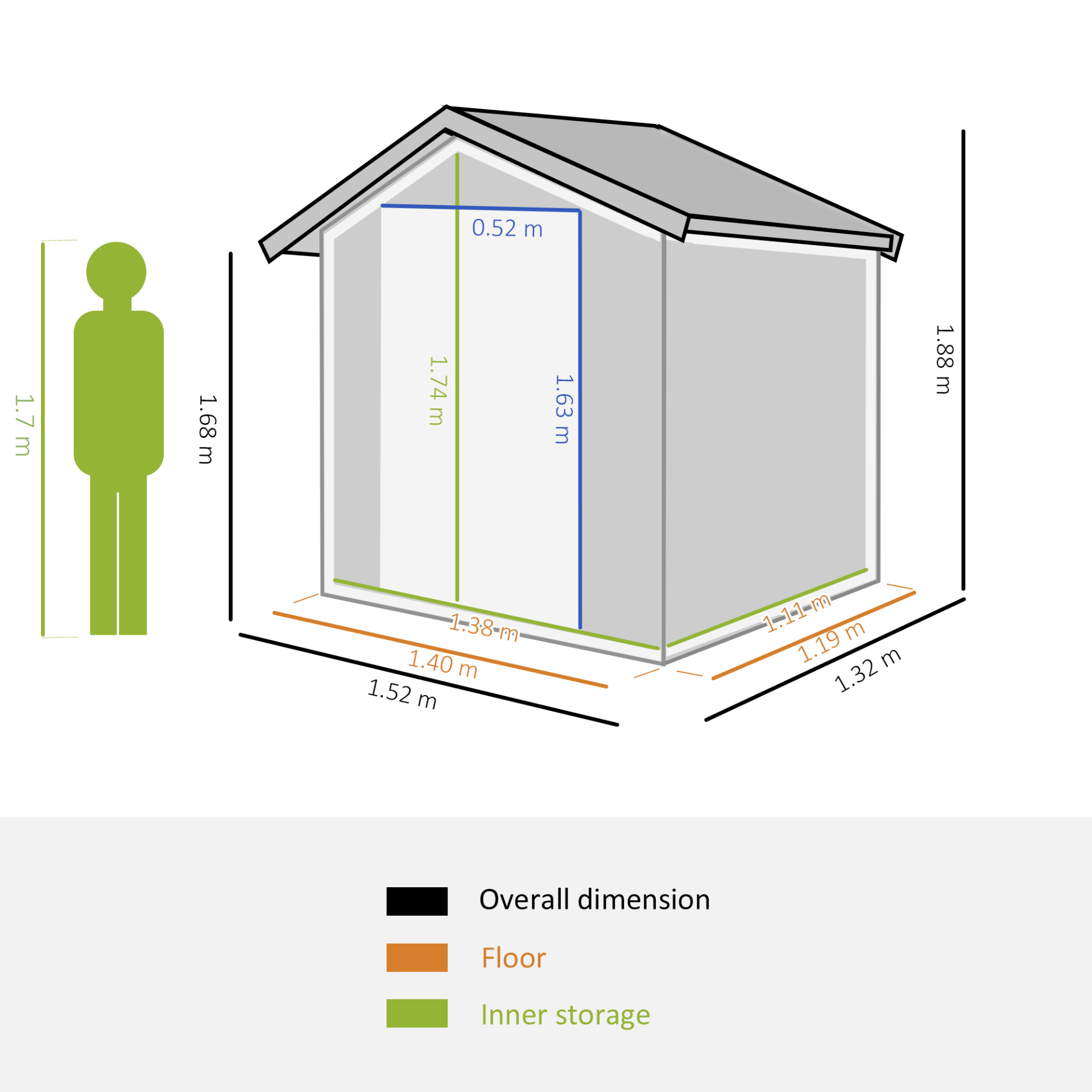 Outsunny 5ft x 4ft Garden Metal Storage Shed, Tool Storage Shed with Sliding Door, Sloped Roof and Floor Foundation for Garden, Backyard, Patio, Lawn, Grey MyLibelula