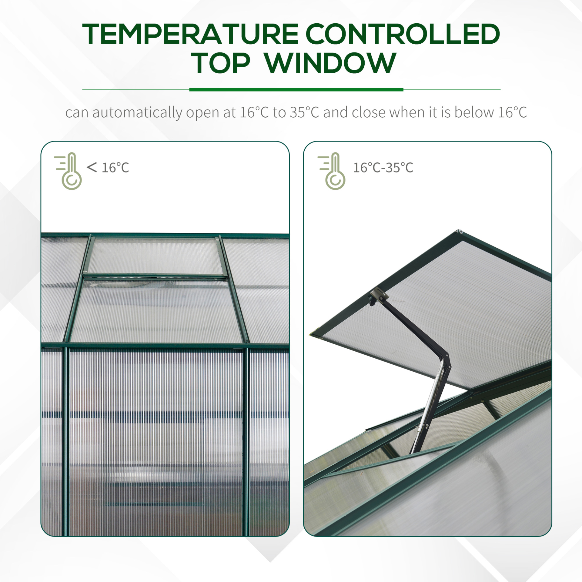 Outsunny Garden Walk-in Aluminium Greenhouse Polycarbonate with Plant Bed ,Temperature Controlled Window, Foundation, 6 x 6ft MyLibelula