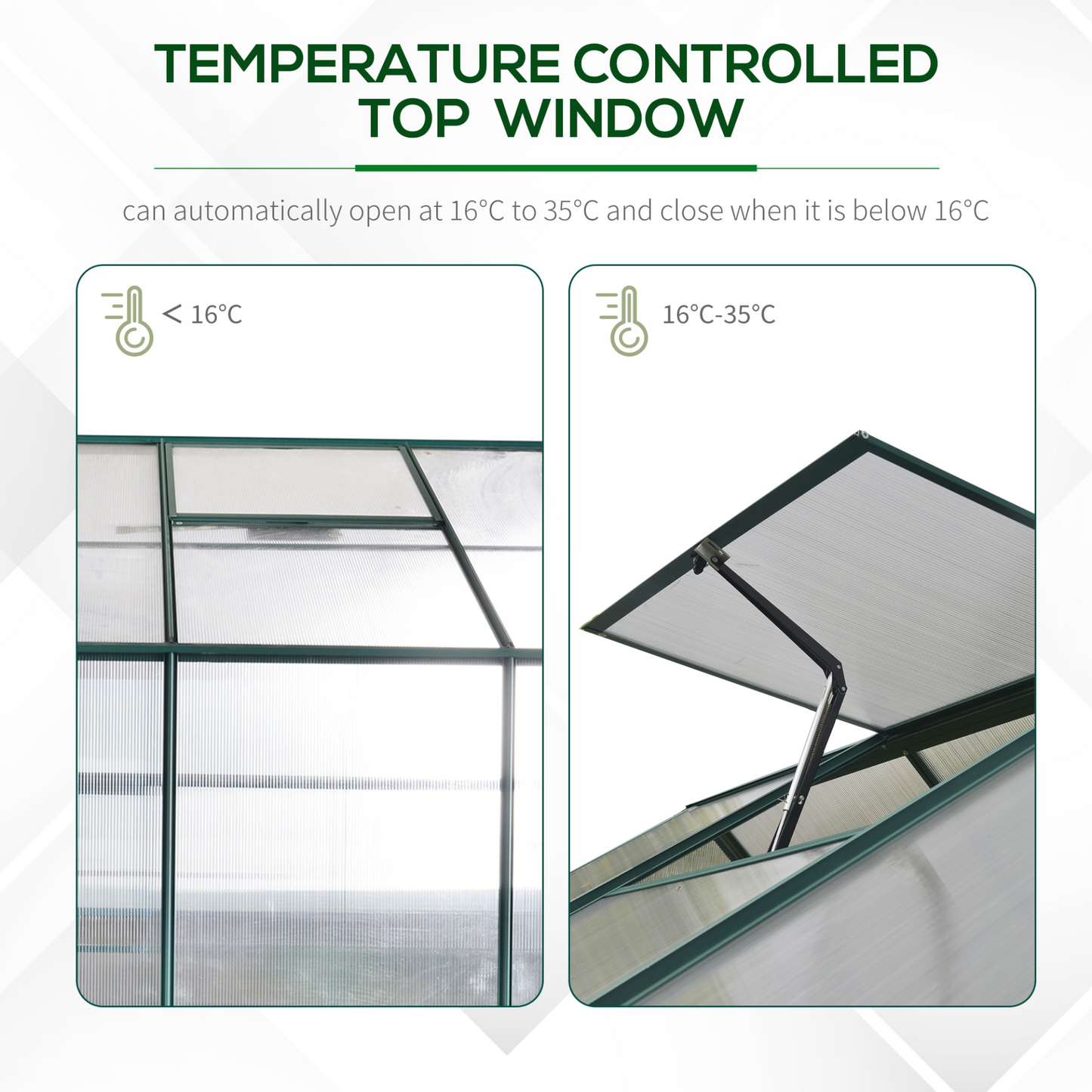 Outsunny Garden Walk-in Aluminium Greenhouse Polycarbonate with Plant Bed ,Temperature Controlled Window, Foundation, 6 x 8ft MyLibelula