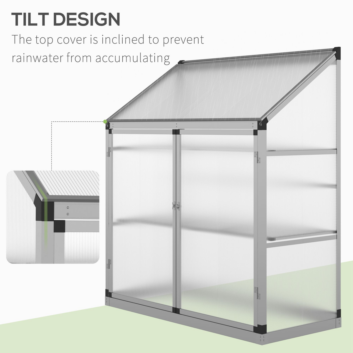 Outsunny 3 Tier Greenhouse Garden Outdoor Cold Frame Plant Flower Growth Transparent Polycarbonate Board Openable Roof Sliding Door w / Foundation 129.5L x 58W x 140H cm MyLibelula