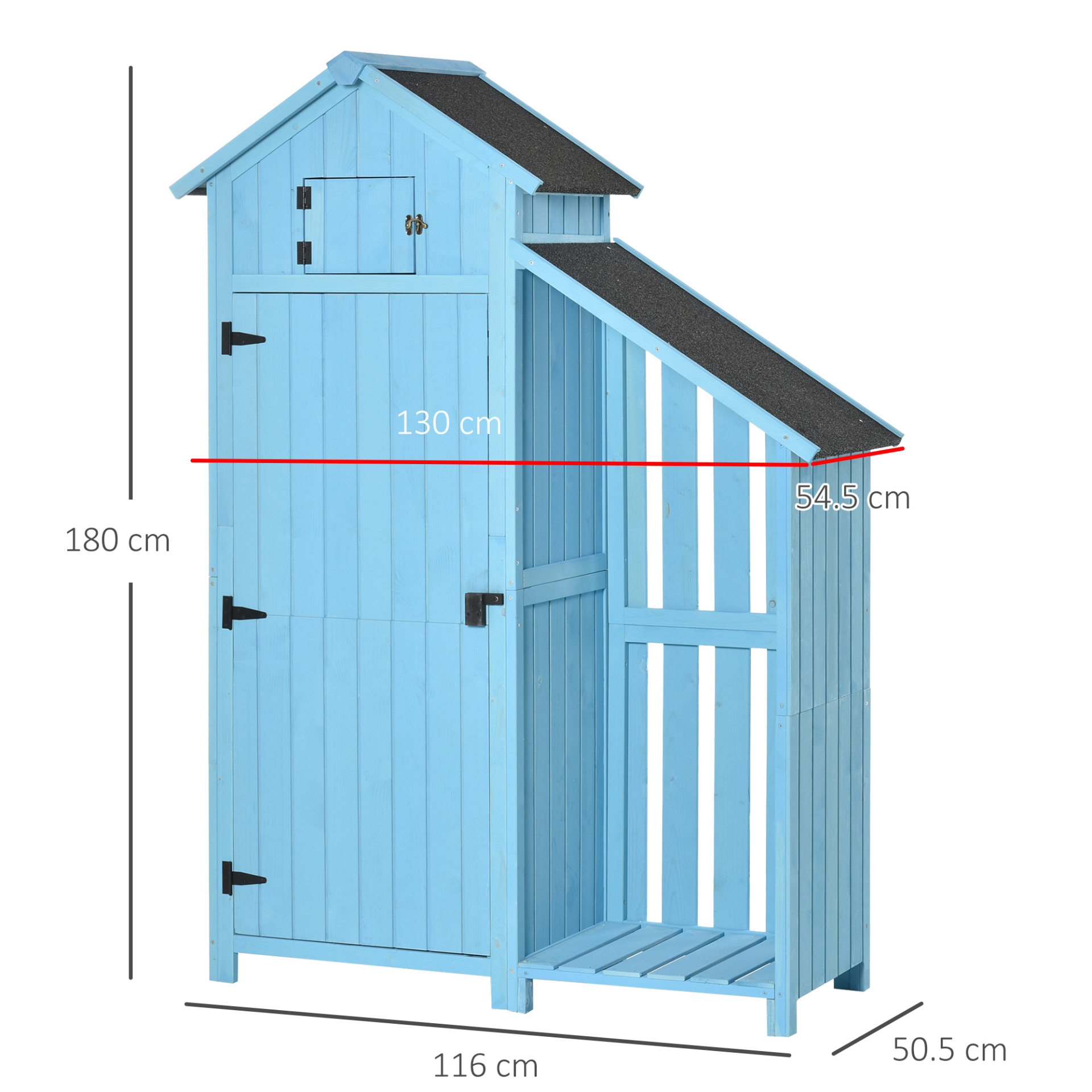 Outsunny Garden Shed Wooden Firewood House Storage Cabinet Waterproof Asphalt Roof Tool Organizer with Lockable Door, 130 x 55 x 180 cm MyLibelula