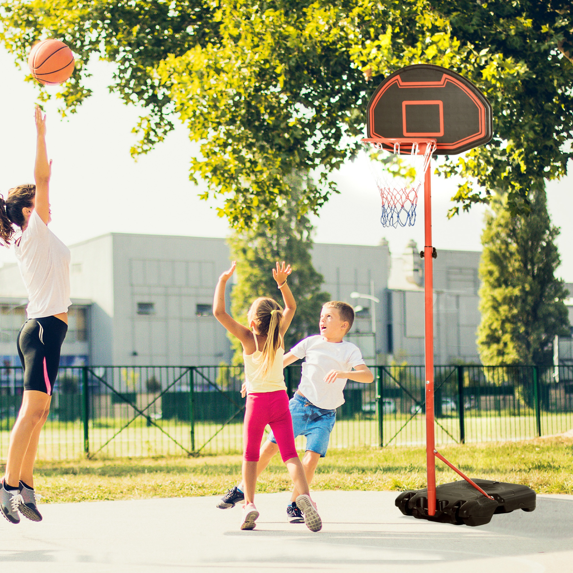 HOMCOM Adjustable Height Basketball Hoop Stand with Wheels - Portable & Durable for Kids Sports Fun MyLibelula