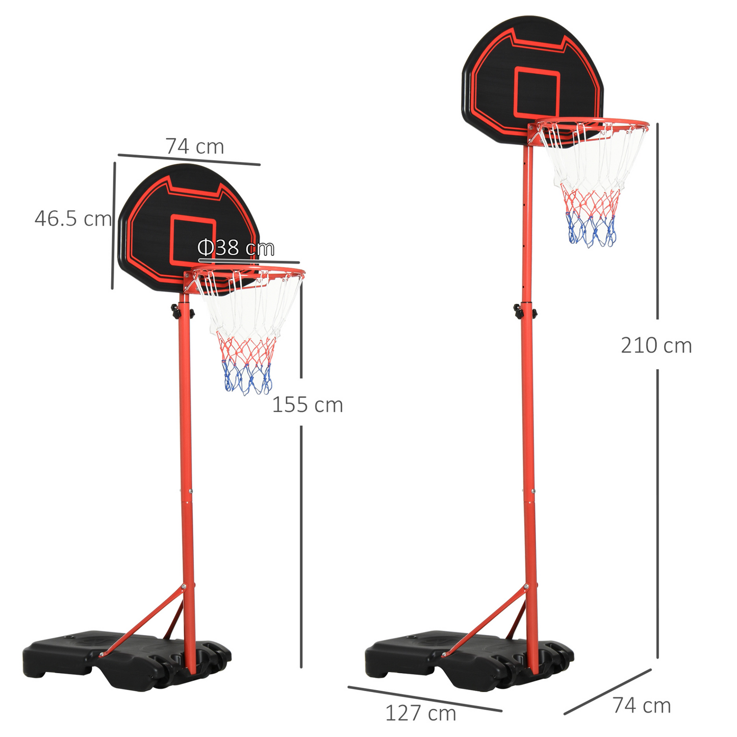 HOMCOM Adjustable Height Basketball Hoop Stand with Wheels - Portable & Durable for Kids Sports Fun MyLibelula