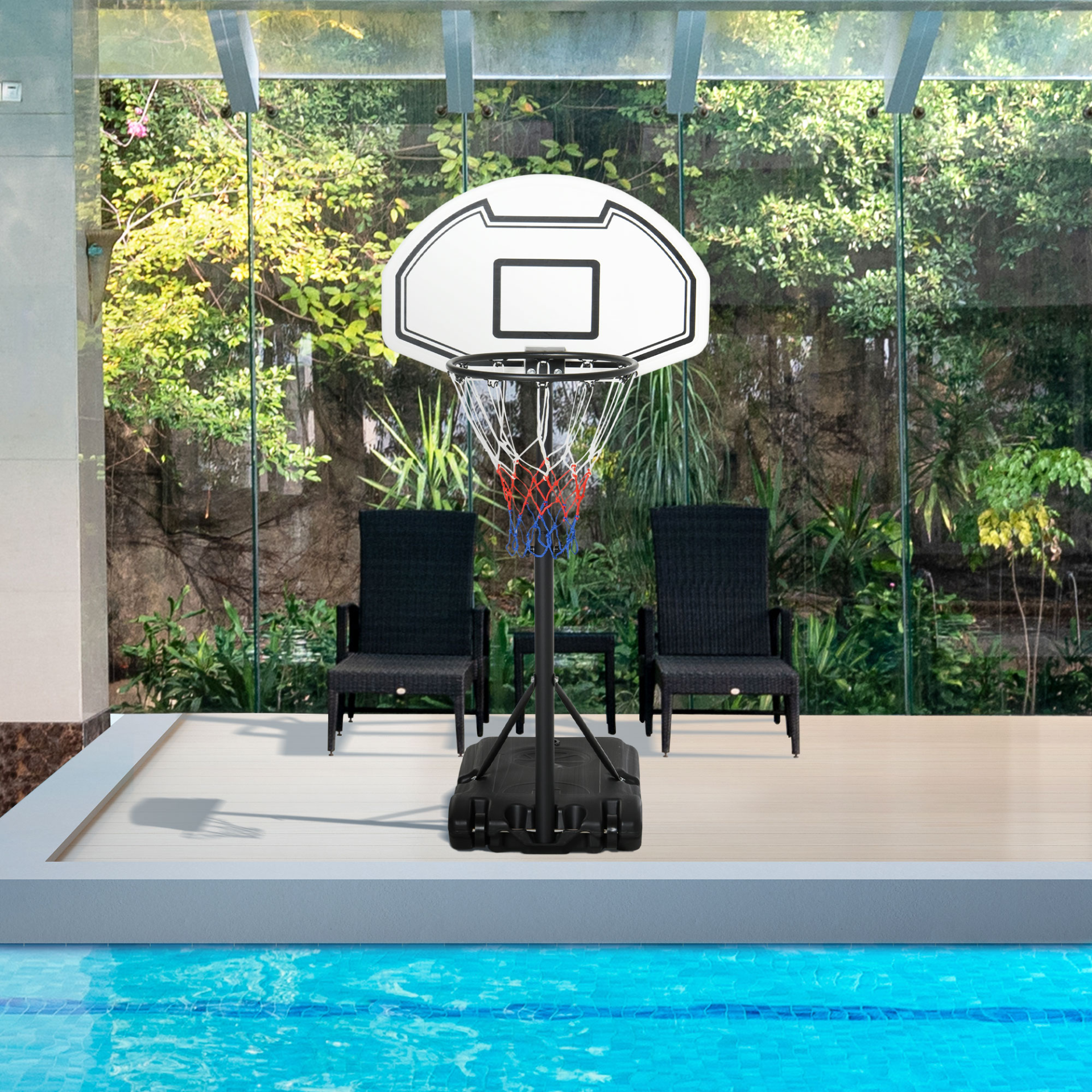 HOMCOM Adjustable Basketball Stand 94-123cm - Perfect for Kids & Adults Poolside Play MyLibelula