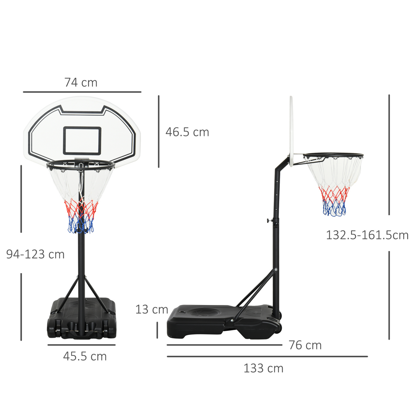 HOMCOM Adjustable Basketball Stand 94-123cm - Perfect for Kids & Adults Poolside Play MyLibelula