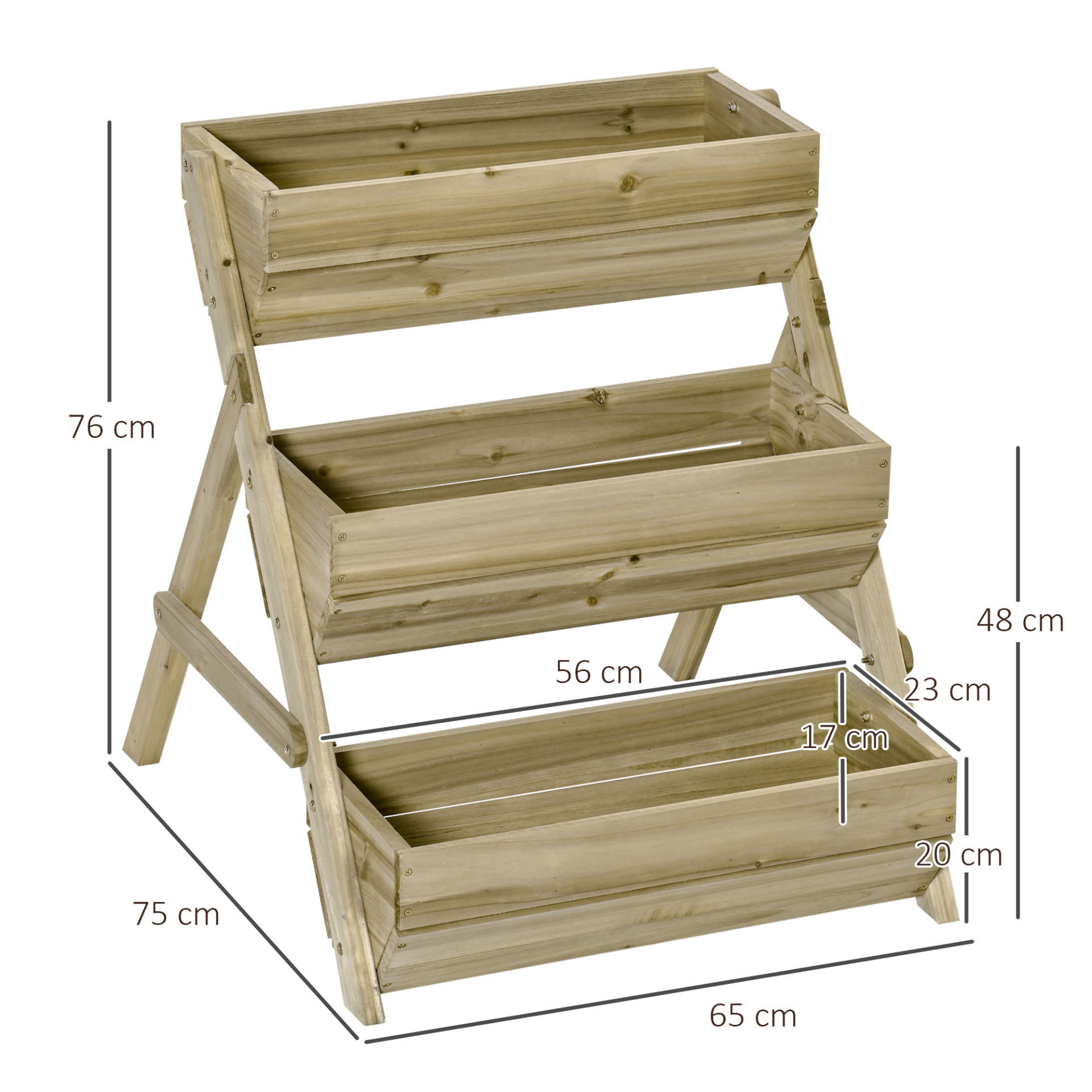 Outsunny 3 Tier Raised Garden Bed – 66L Wooden Elevated Planter Box Kit for Flowers, Vegetables, Herbs, 120 x 68 x 80cm, Green MyLibelula