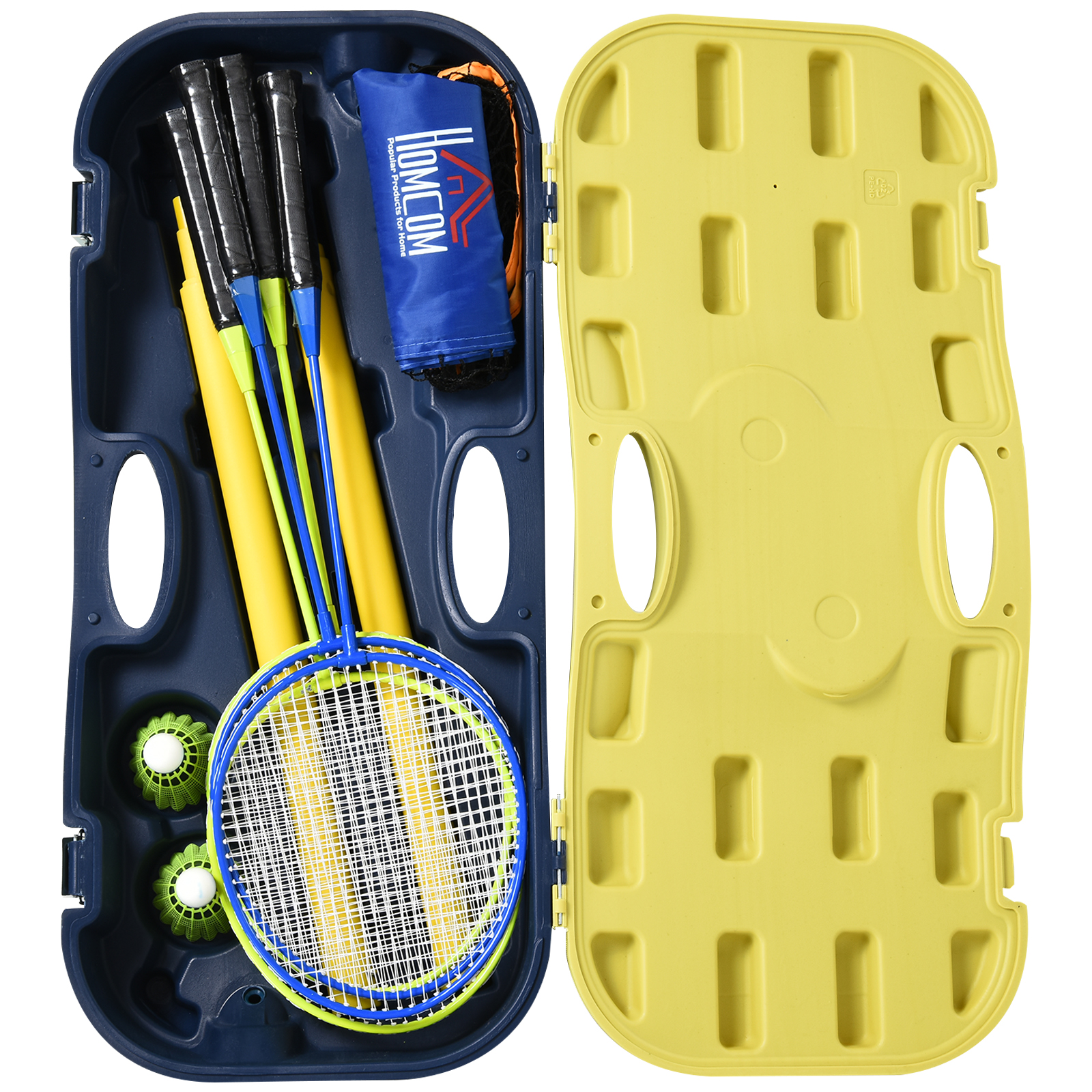 HOMCOM Portable Folding Badminton Net Set - Ideal for Indoor & Outdoor Exercise, Includes 2 Pairs of Rackets & 2 Nylon Shuttlecocks MyLibelula