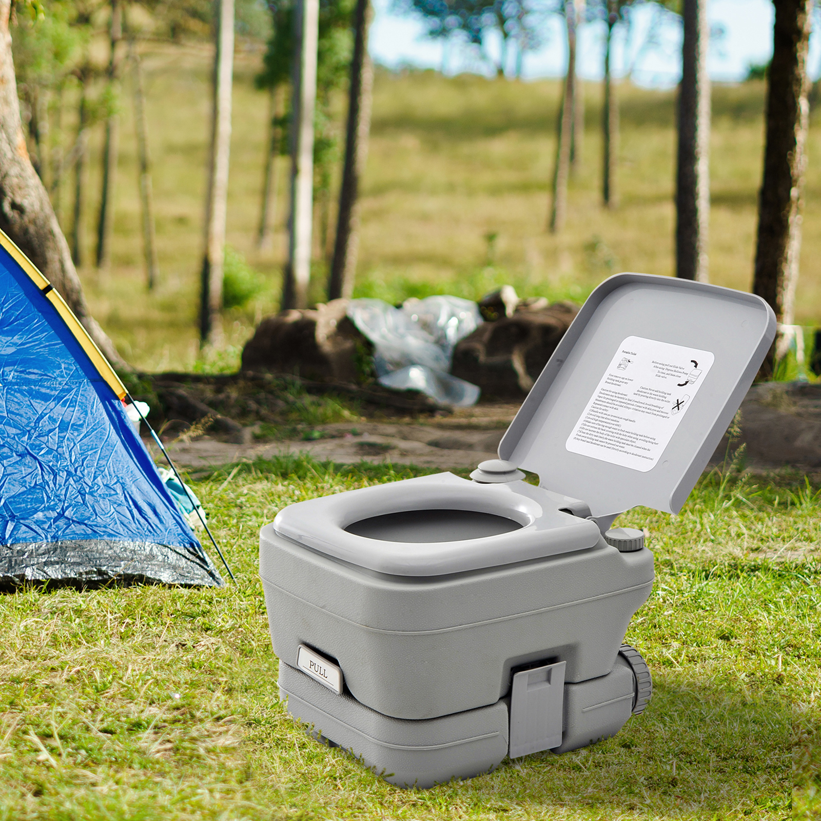 HOMCOM 10L Portable Travel Toilet for Camping, Hiking & Outdoor Adventures - Grey MyLibelula