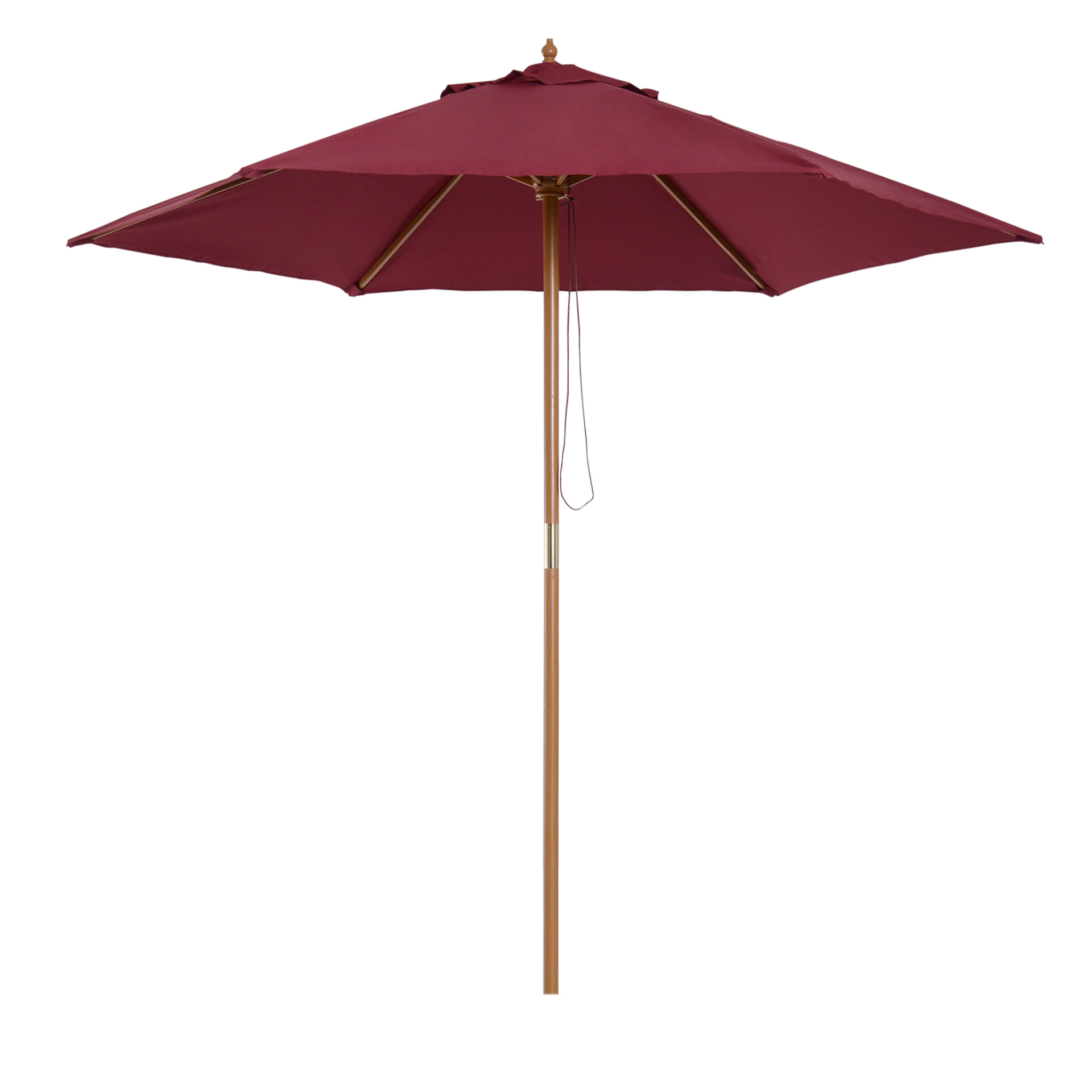 Outsunny 2.5m Wood Garden Parasol - Wine Red Sun Shade Patio Umbrella MyLibelula