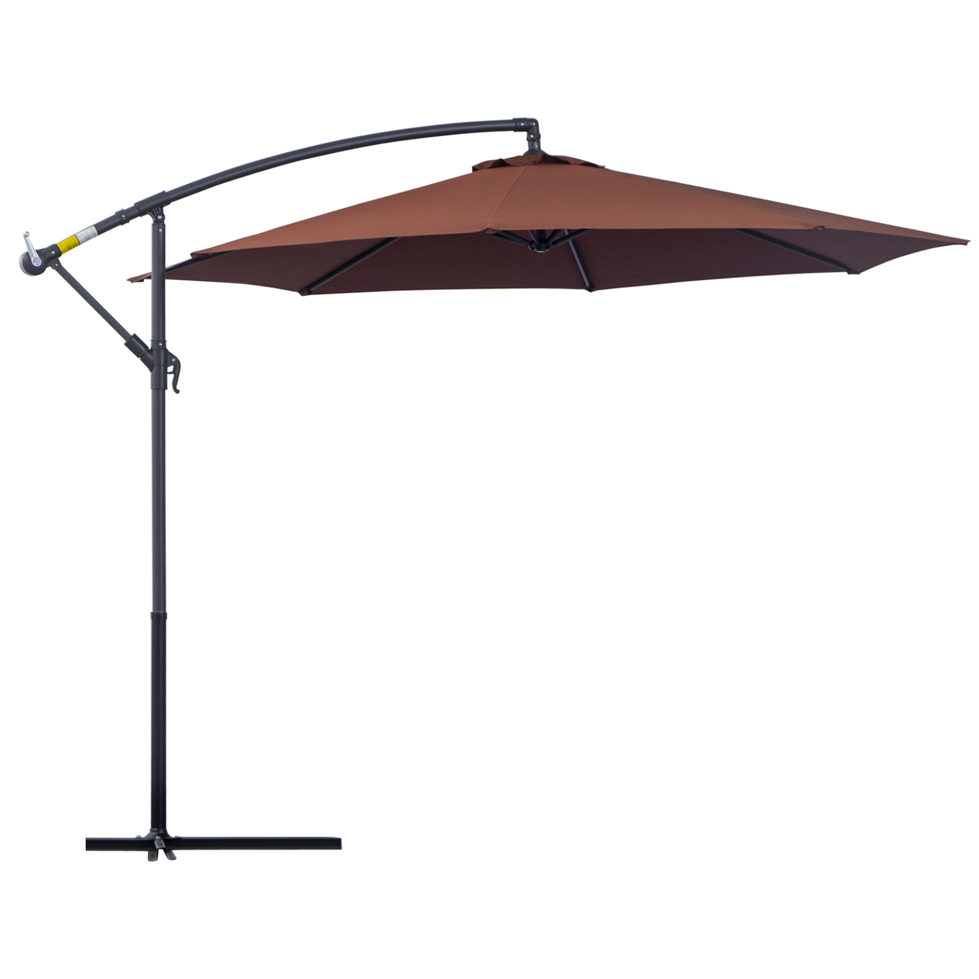 Outsunny 3m Garden Banana Parasol Hanging Cantilever Umbrella with Crank Handle and Cross Base, Outdoor Sun Shade, Coffee MyLibelula