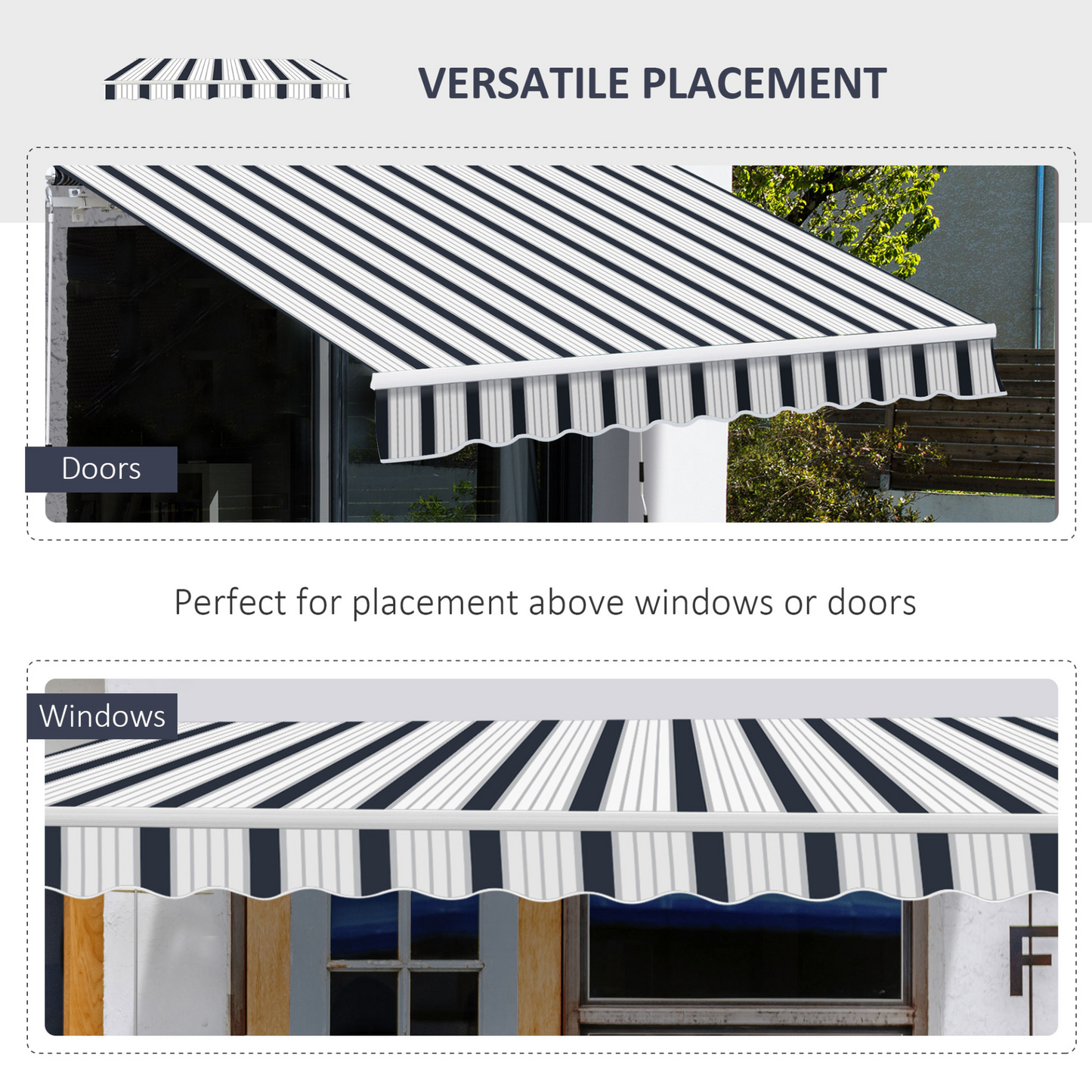 Outsunny 4m x 3m Retractable Garden Patio Awning Canopy - Aluminium Sun Shade Shelter, Blue and White MyLibelula