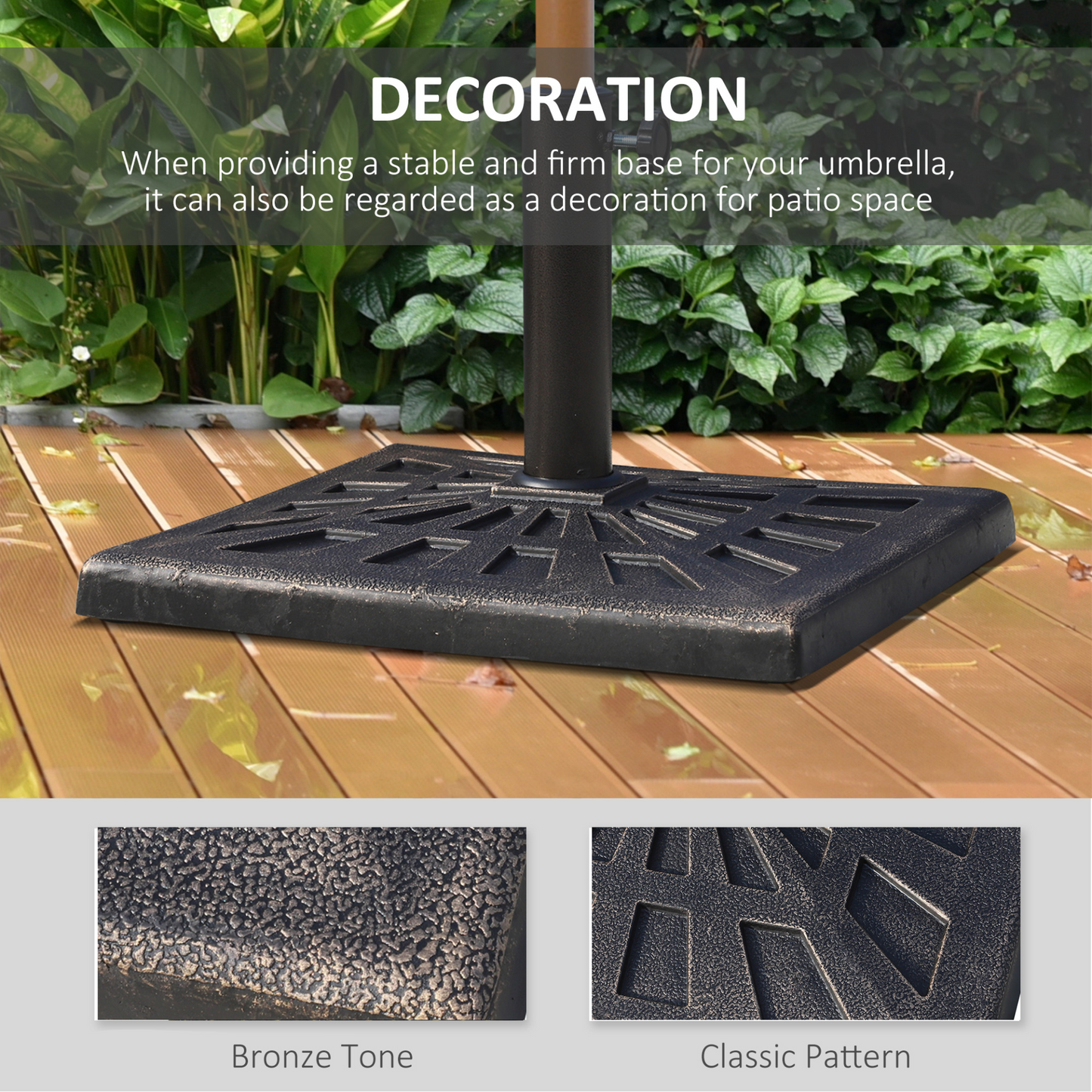 Outsunny 15kg Durable Patterned Colophony Garden Patio Umbrella Stand Base - Bronze Finish MyLibelula