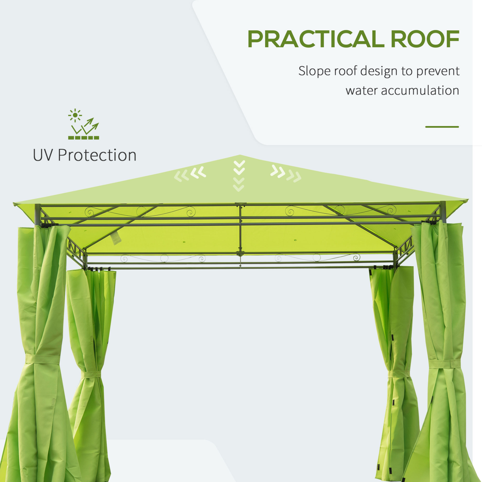 Outsunny 3 x 3 m Garden Metal Gazebo Marquee Patio Party Tent Canopy Shelter with Pavilion Sidewalls - Green MyLibelula