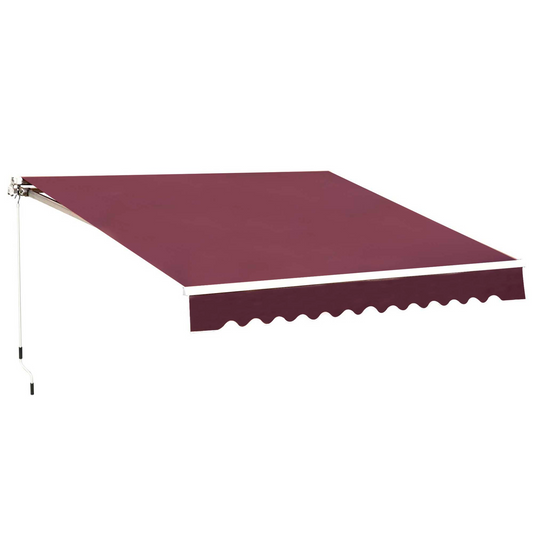 Outsunny 3 x 2.5m Manual Garden Patio Awning Canopy Sun Shade Shelter - Wine Red MyLibelula