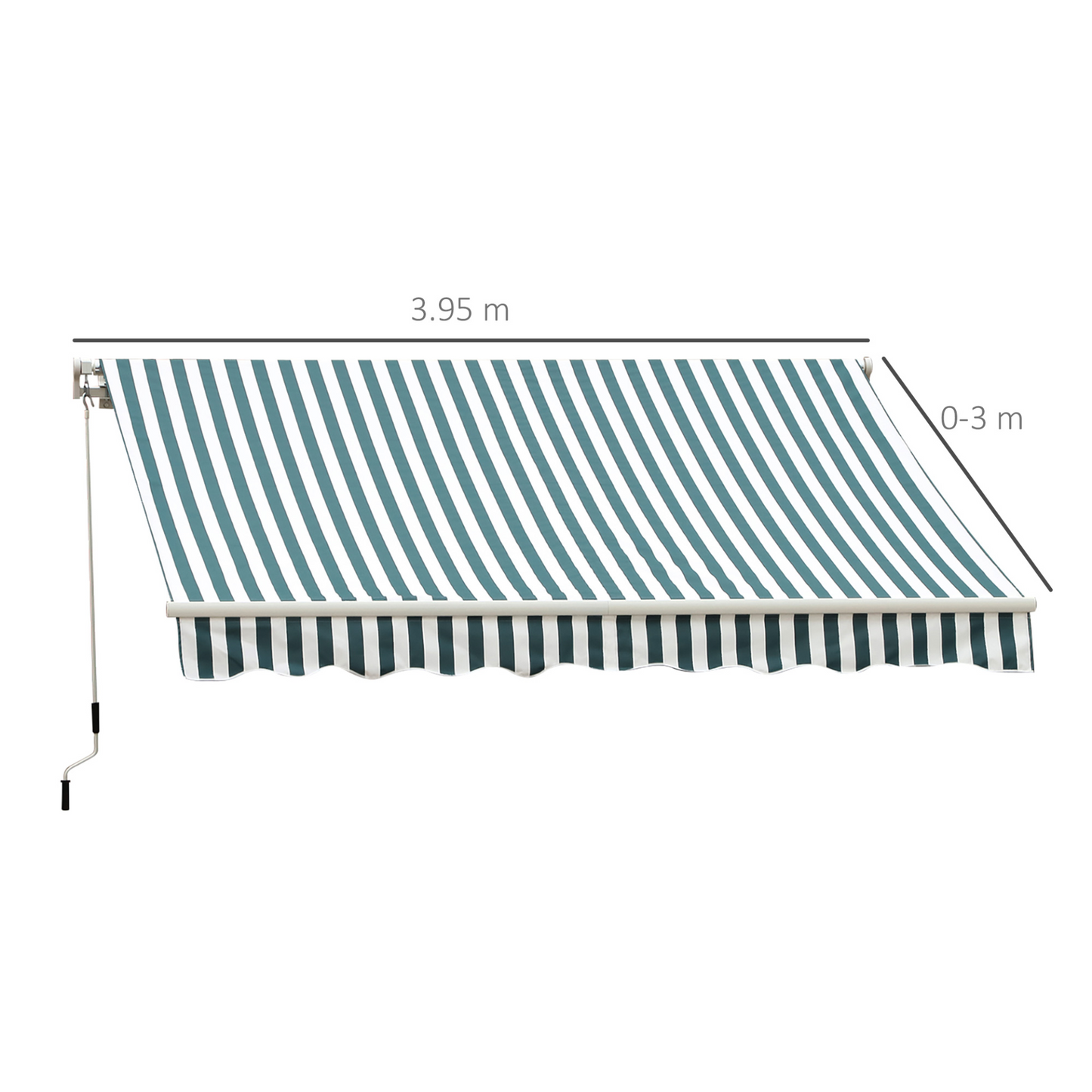 Outsunny 4m x 3m Garden Patio Retractable Awning Canopy Sun Shade - Green & White MyLibelula