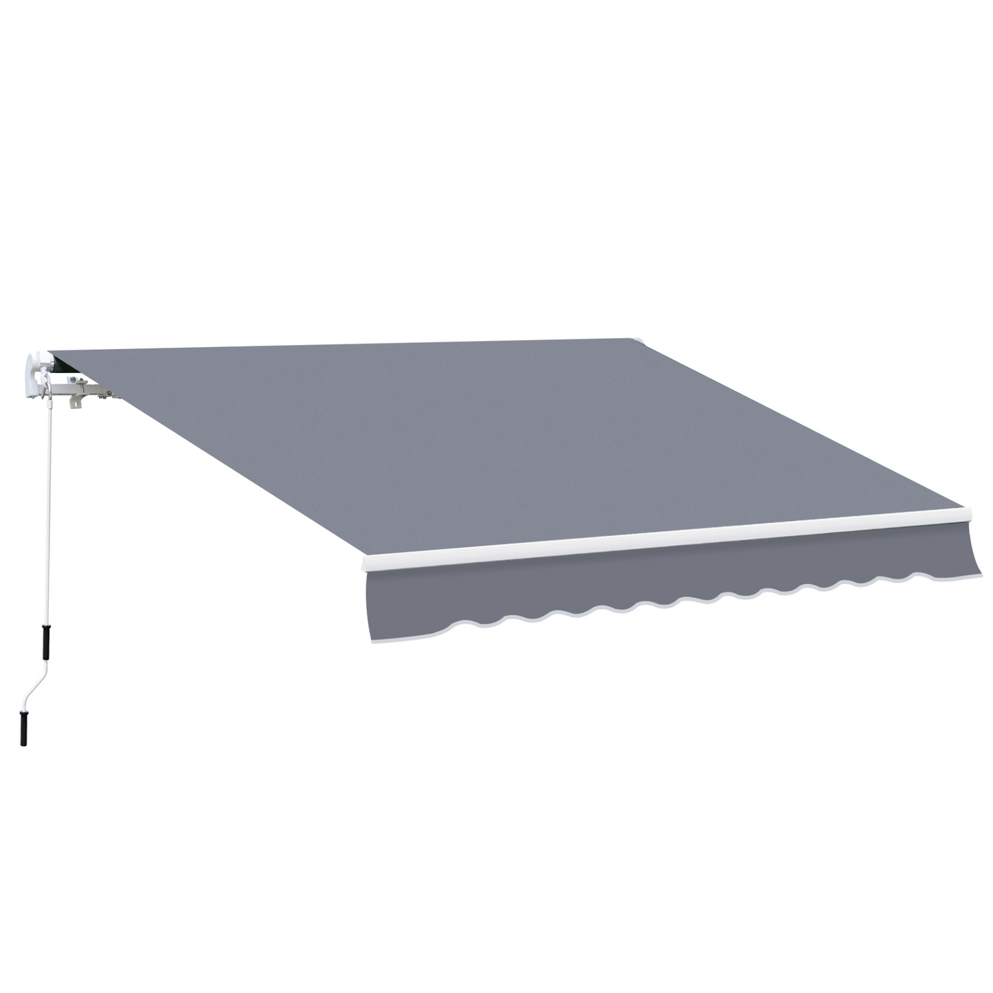 Outsunny 4m x 3m Garden Patio Awning | Grey Retractable Aluminium Sun Shade Shelter MyLibelula