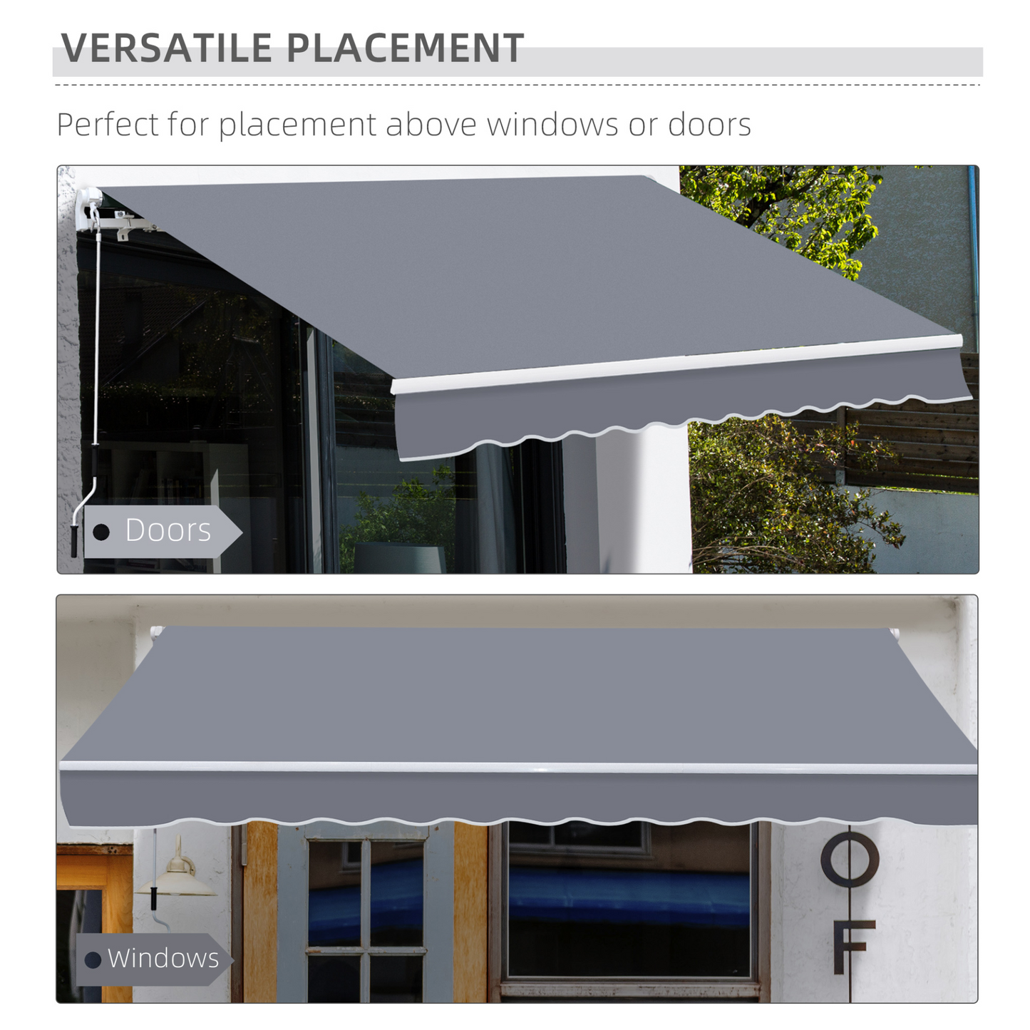 Outsunny 4m x 3m Garden Patio Awning | Grey Retractable Aluminium Sun Shade Shelter MyLibelula