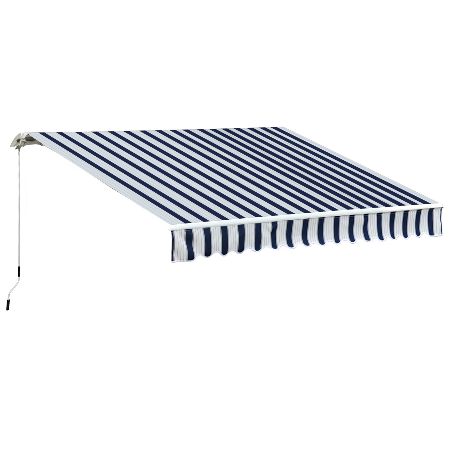 Outsunny 3.5 x 2.5 m Manual Garden Patio Awning Canopy Sun Shade Shelter - Blue/White MyLibelula