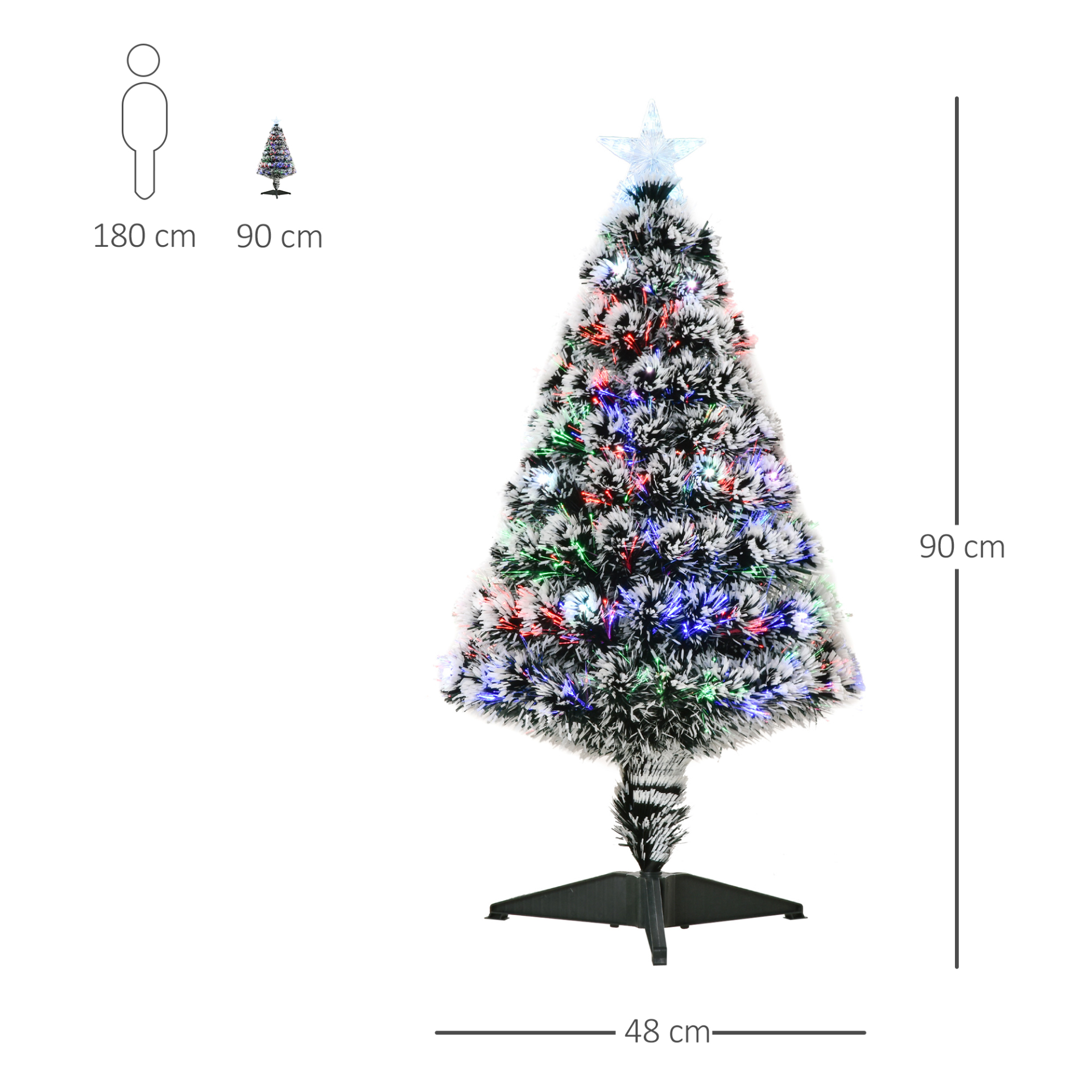 HOMCOM 3ft Artificial Prelit Christmas Tree with Colourful LED Lighting & Snow-Dipped Branches MyLibelula