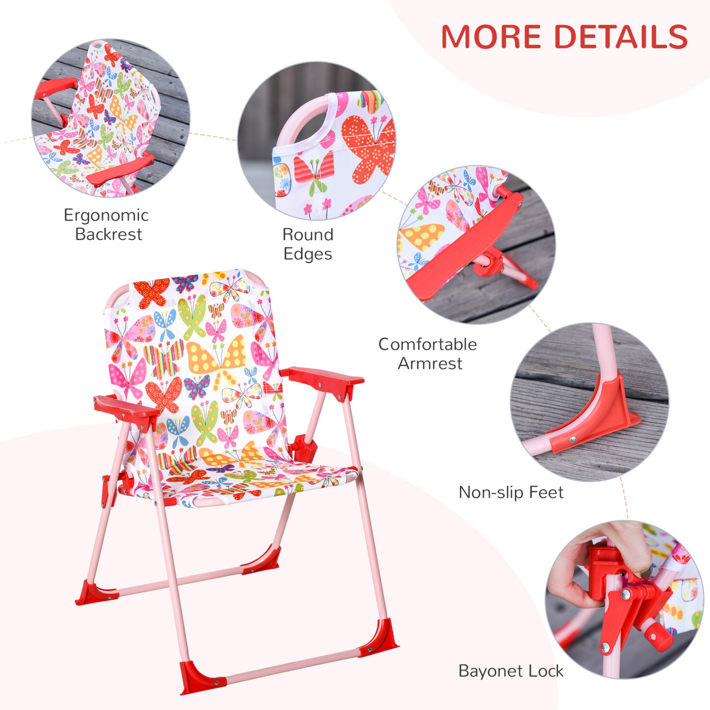 Outsunny Kids Outdoor Bistro Table and Chair Set with Adjustable Parasol – Butterfly Pattern Garden Patio Furniture MyLibelula