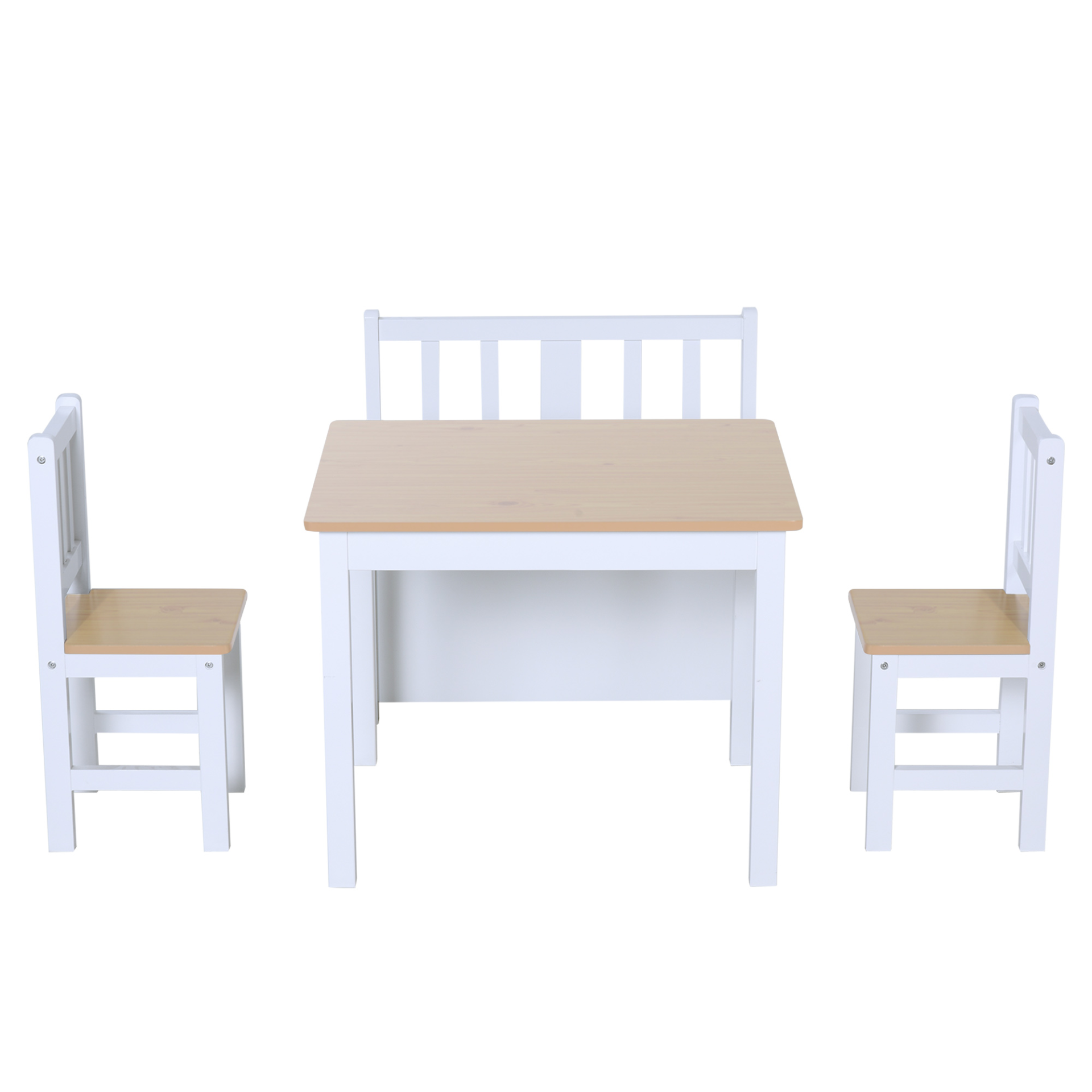 HOMCOM 4-Piece Kids Table and Chair Set with Storage Bench - Fun & Functional Furniture, Natural/White MyLibelula