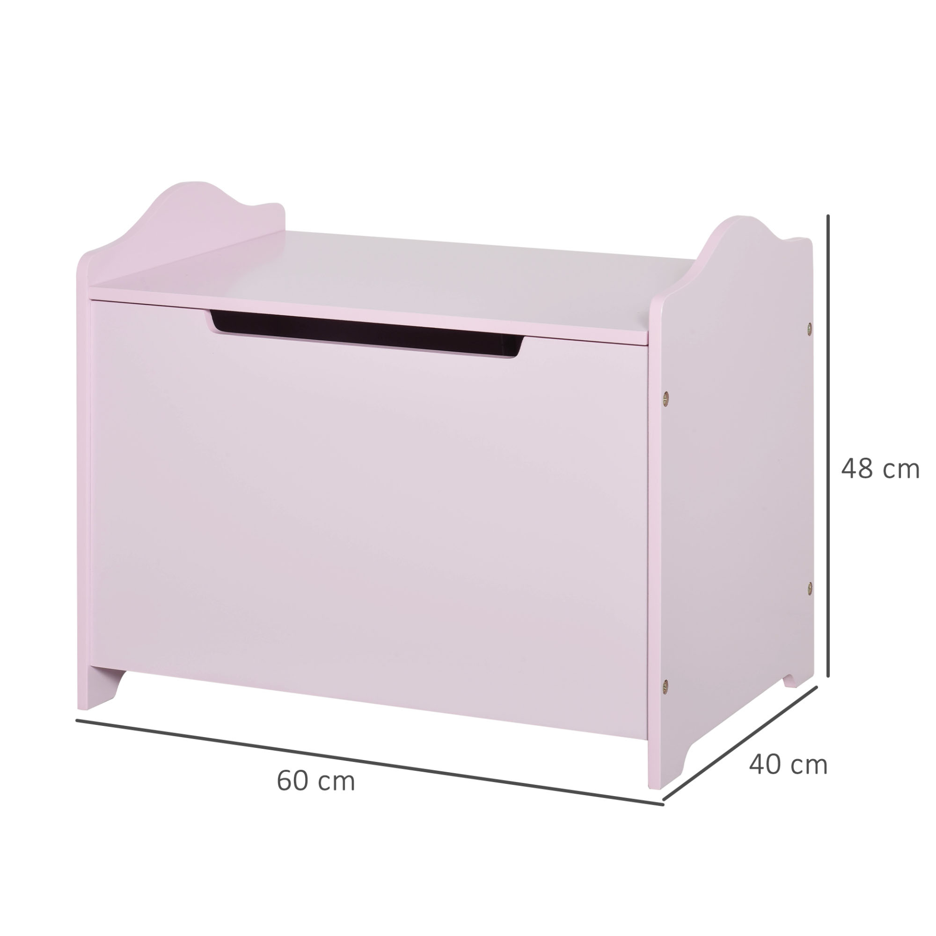 HOMCOM Wooden Kids Toy Storage Organizer Chest with Safety Hinge – Pink, 60 x 40 x 48 cm MyLibelula