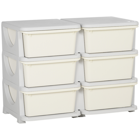 HOMCOM Kids Three-Tier Toy Storage Organizer - Vertical Dresser Tower in Cream for Nursery, Playroom, Classroom MyLibelula