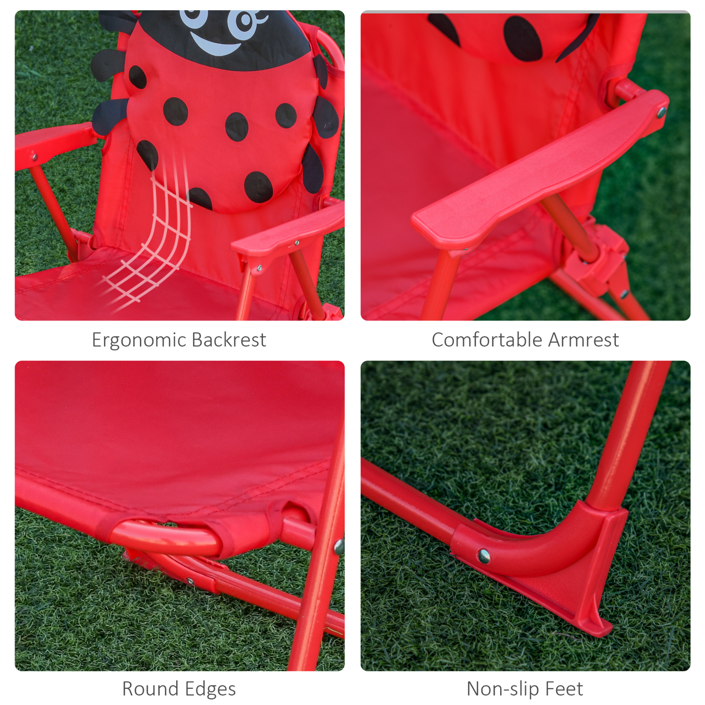 Outsunny Kids Outdoor Bistro Table and Chair Set with Ladybird Pattern and Adjustable Parasol for Garden, Patio, and Backyard MyLibelula