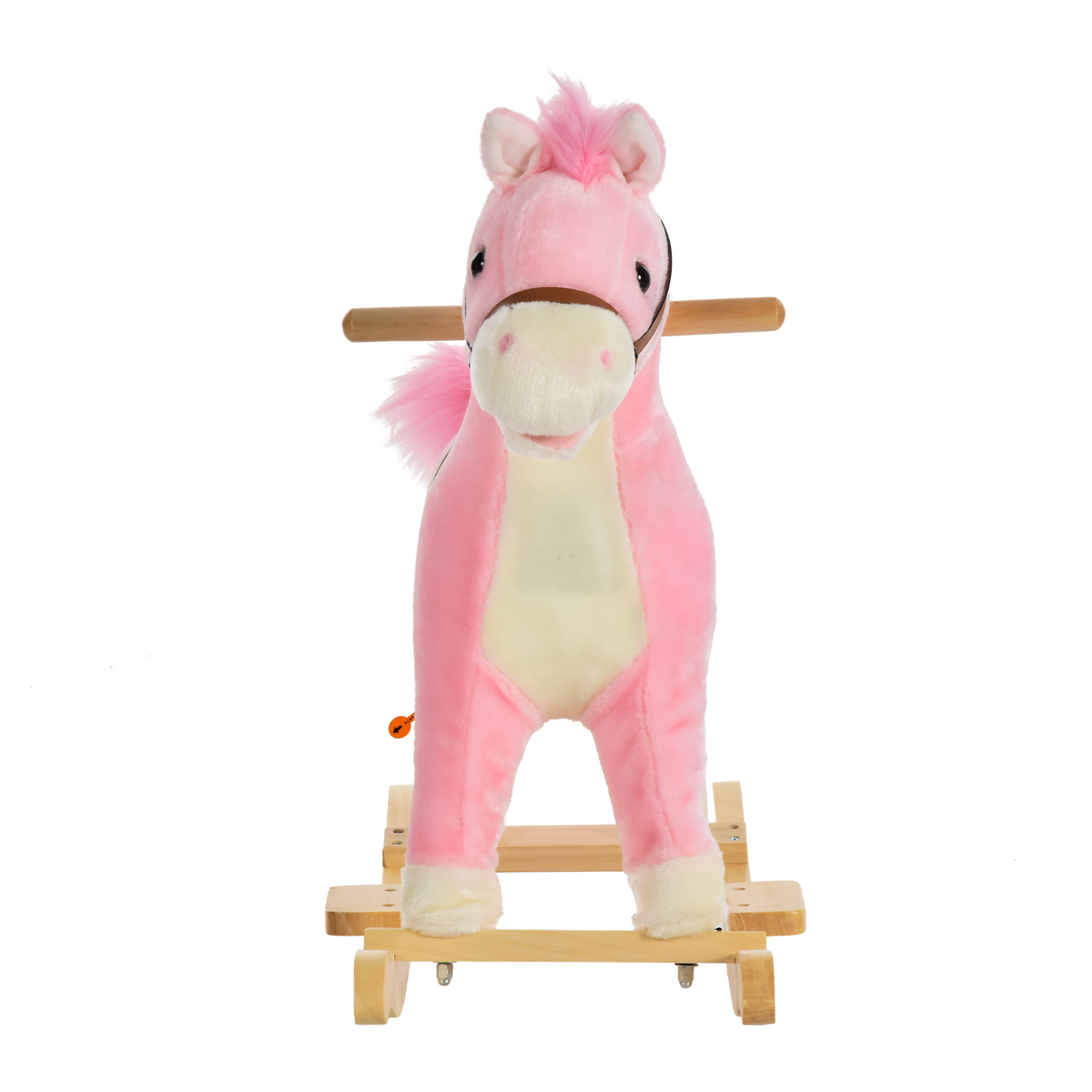 HOMCOM Kids Plush Rocking Horse with Sound, Moving Mouth & Wagging Tail - Pink Ride On Toy for Ages 36-72 Months MyLibelula