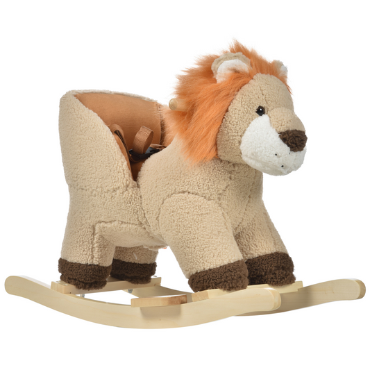 HOMCOM Kids Rocking Horse Plush Lion with Sound & Safety Belt - Toddler Baby Toy MyLibelula