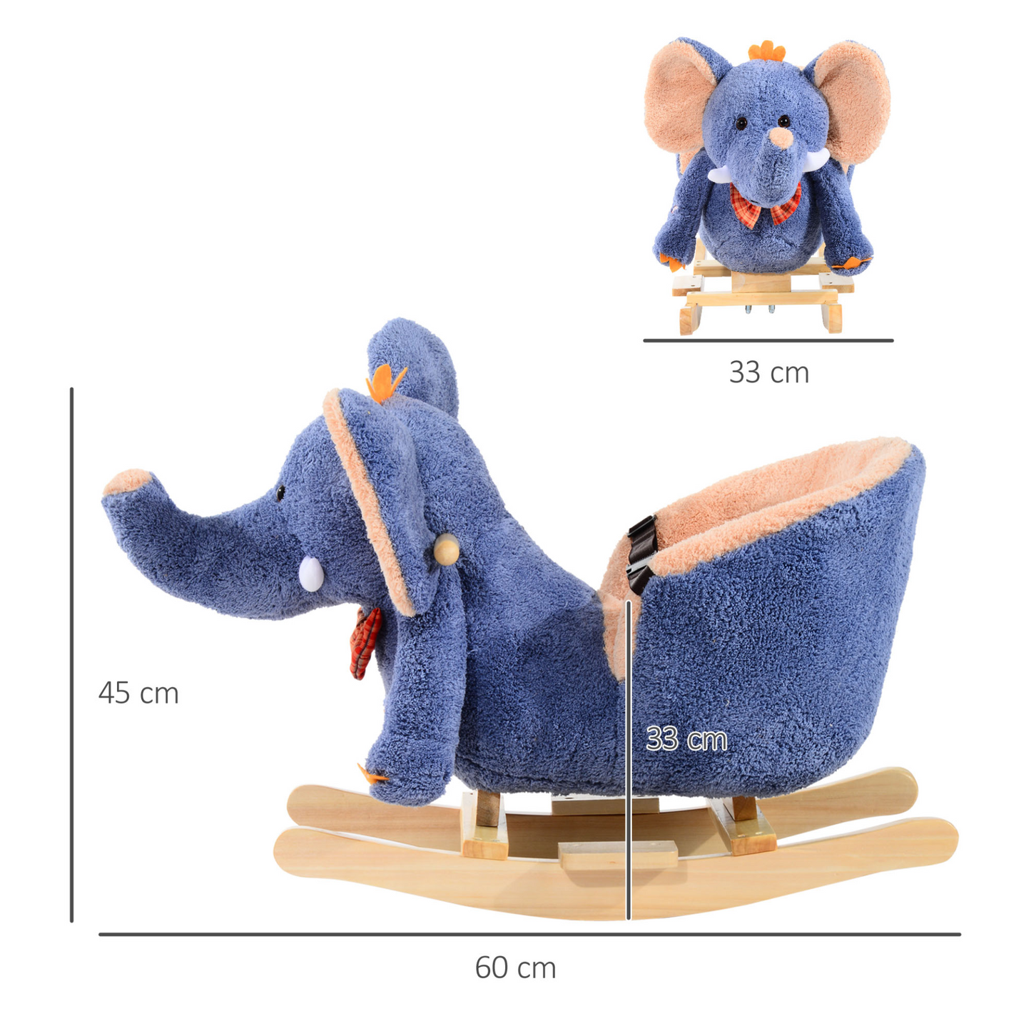 HOMCOM Plush Elephant Rocking Horse Toy with Sound – Ideal Baby & Toddler Gift, Blue MyLibelula