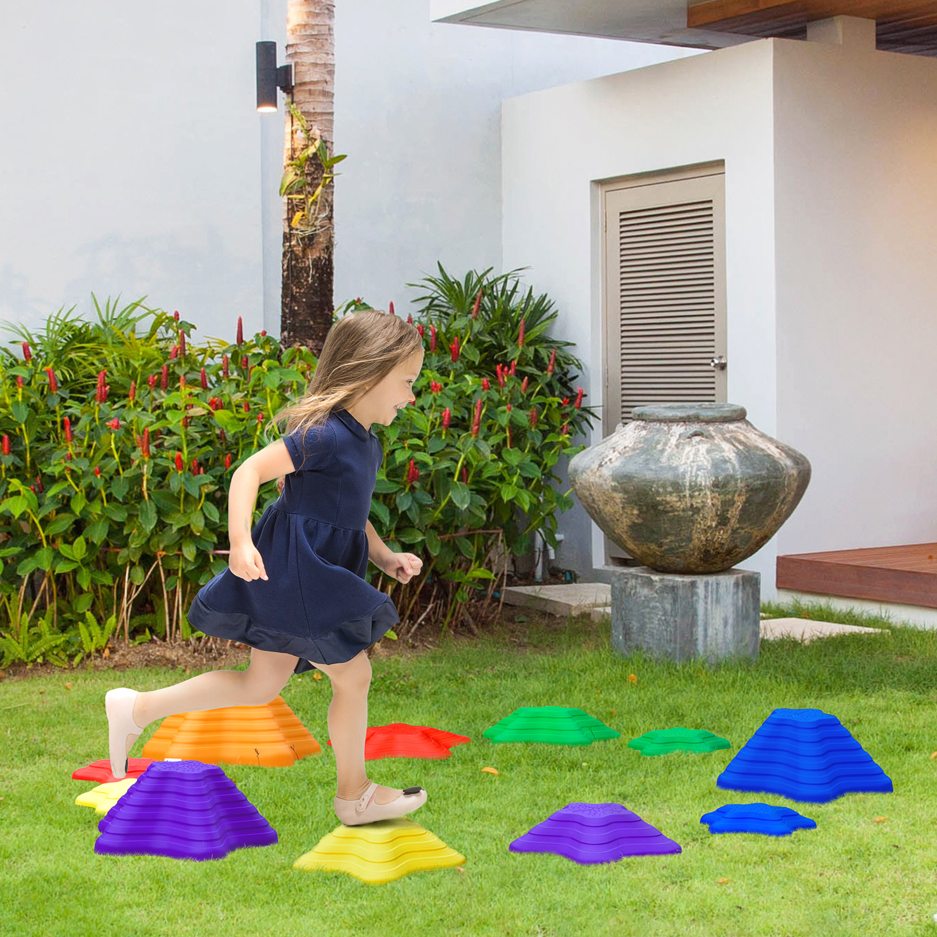 Outsunny 11-Piece Starfish Balance Stepping Stones for Kids - Non-slip, Stackable, and Multicoloured MyLibelula