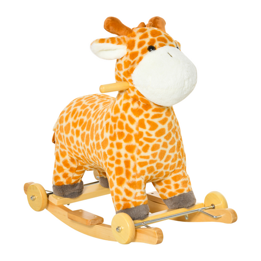 HOMCOM 2 In 1 Kids Toddler Rocking Horse Giraffe Ride-On with Wheels & Animal Sounds | Ages 3-6 MyLibelula