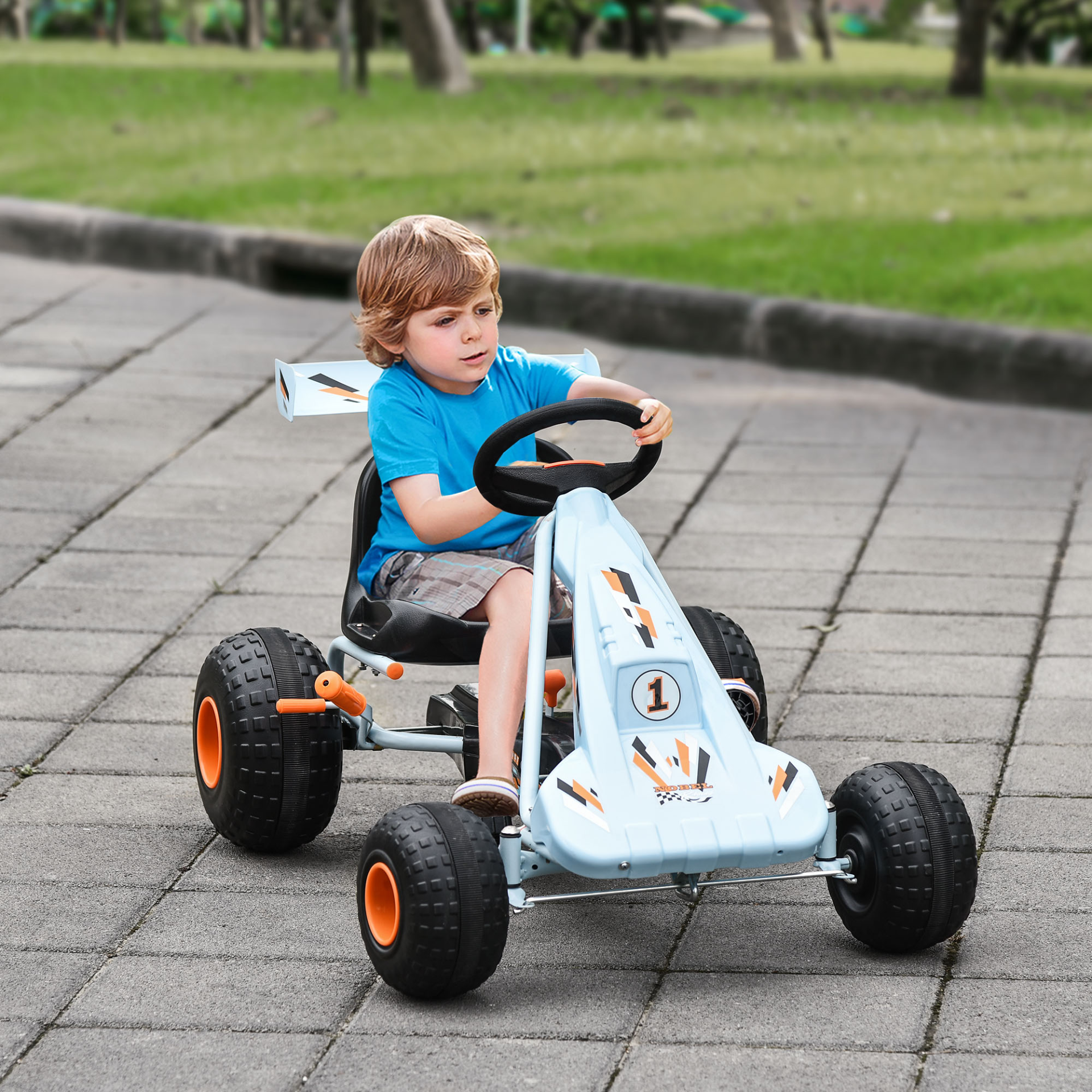 HOMCOM Kids Pedal Go Kart - Adjustable Seat, Brake Gears & Steering Wheel - 97 x 66 x 59 cm, Outdoor Fun Ride On Car MyLibelula