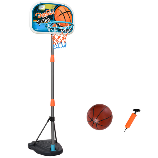 HOMCOM Portable Kids Basketball Hoop & Stand Set | Adjustable Height 126-158 cm, Ball, Pump & Net Included MyLibelula