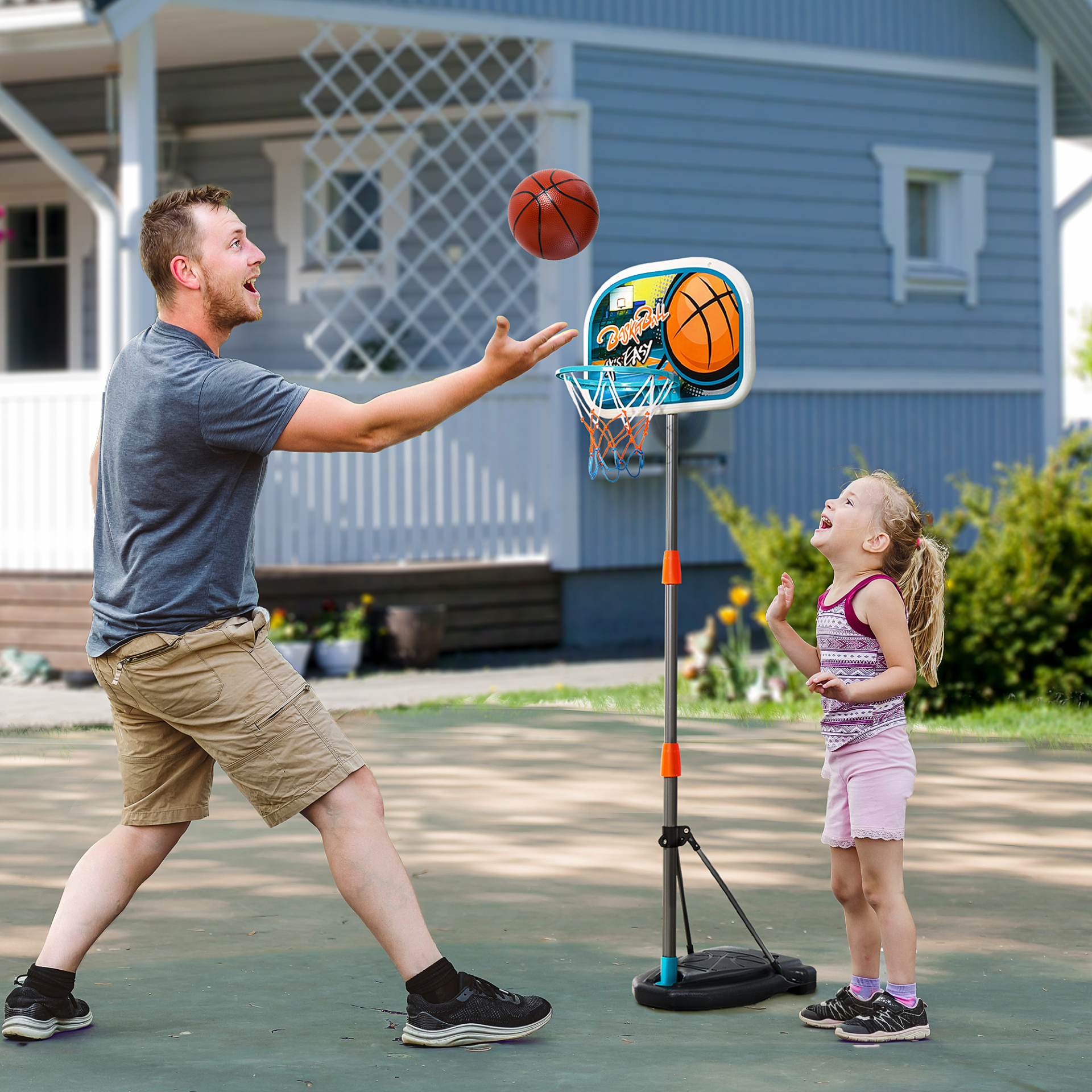 HOMCOM Portable Kids Basketball Hoop & Stand Set | Adjustable Height 126-158 cm, Ball, Pump & Net Included MyLibelula