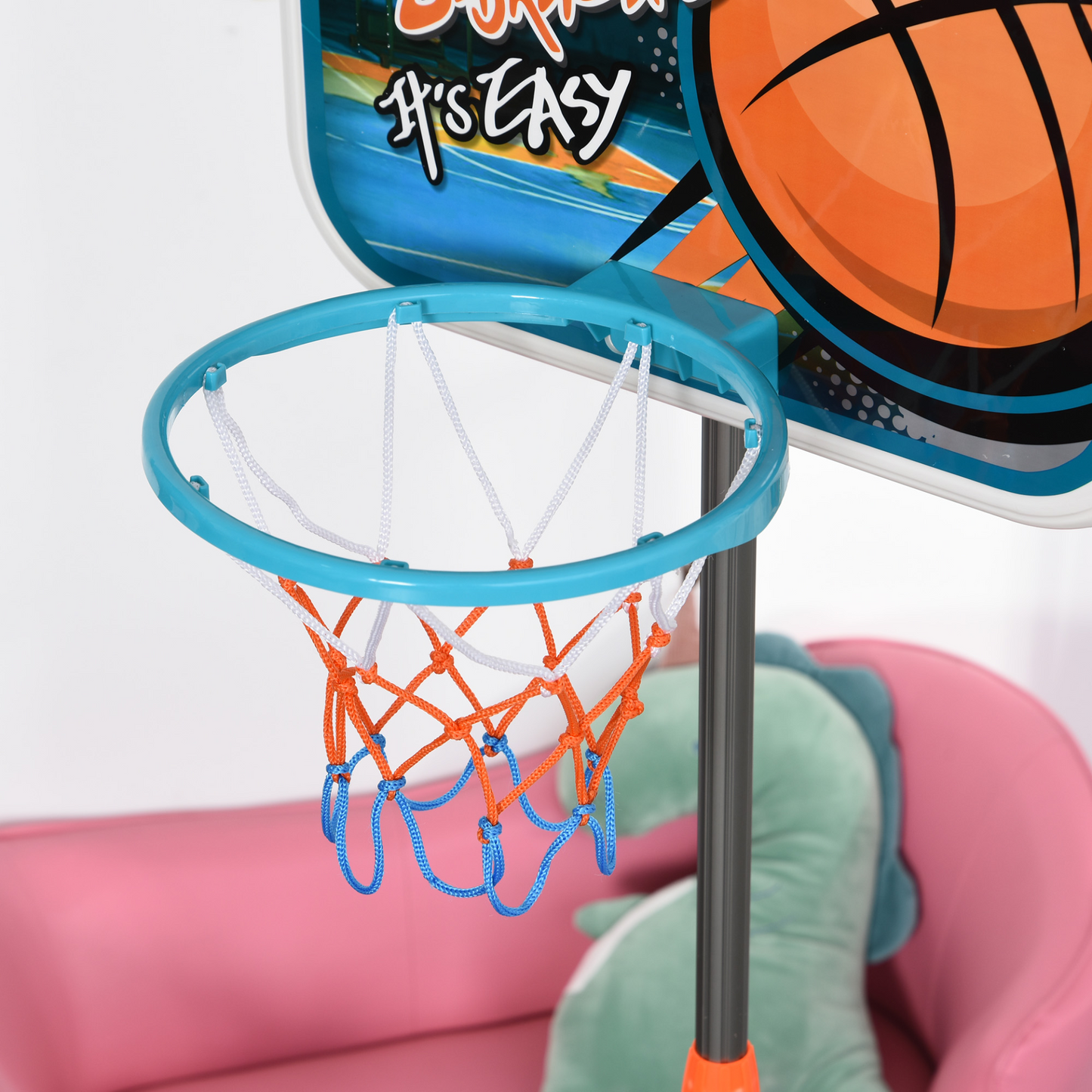 HOMCOM Portable Kids Basketball Hoop & Stand Set | Adjustable Height 126-158 cm, Ball, Pump & Net Included MyLibelula