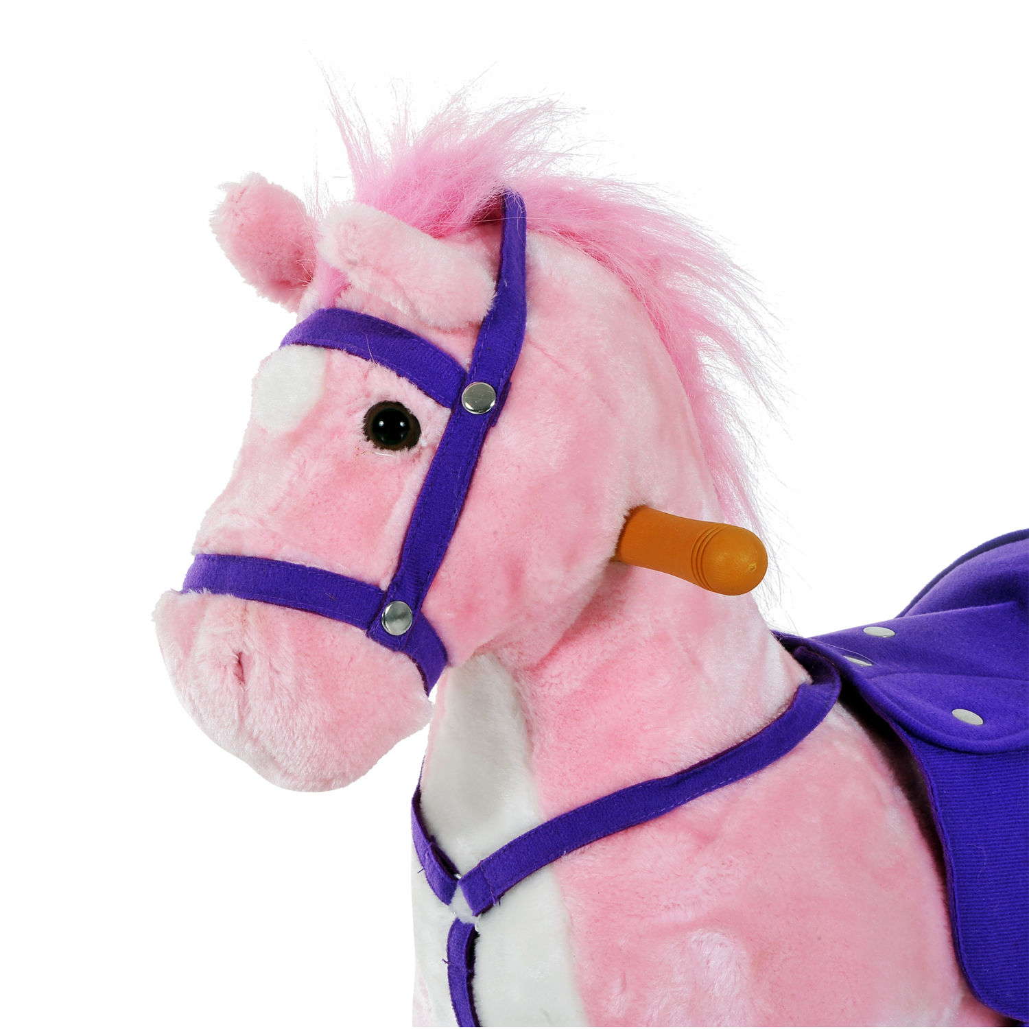 HOMCOM Wooden Action Pony Plush Toy - Wheeled Ride-On Horse with Sounds (Pink) MyLibelula