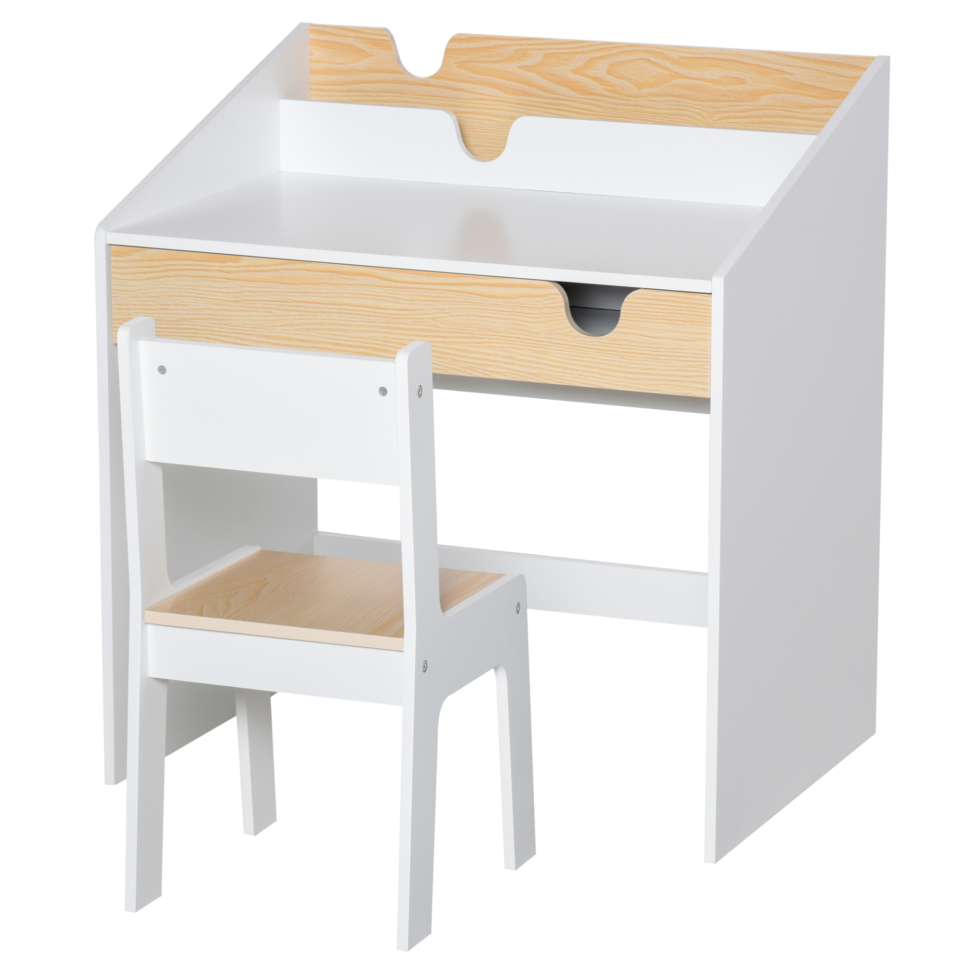 HOMCOM Kids Desk and Chair Set - 2-Piece Children Study Table with Storage Drawer & Bookshelf, Ages 3-6, Perfect for Writing, Reading, Drawing MyLibelula