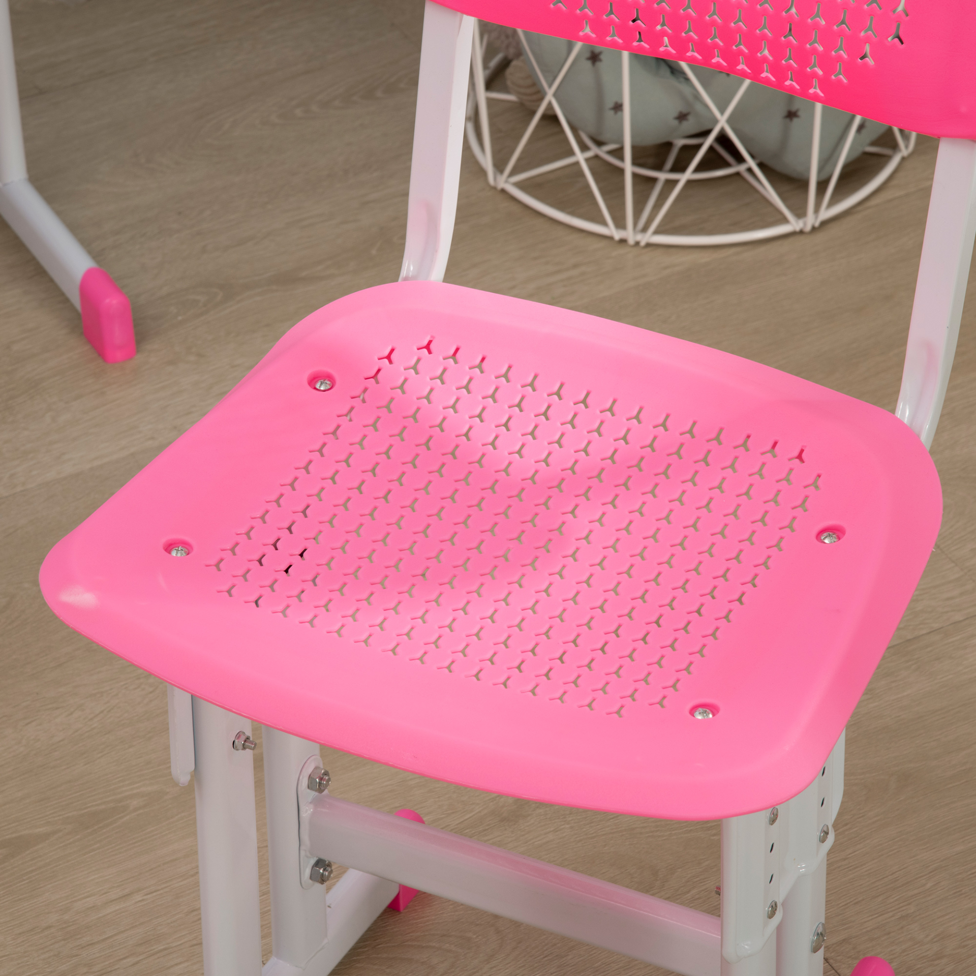 HOMCOM Kids Desk and Chair Set - Adjustable Height, Study Table with Storage - Pink MyLibelula