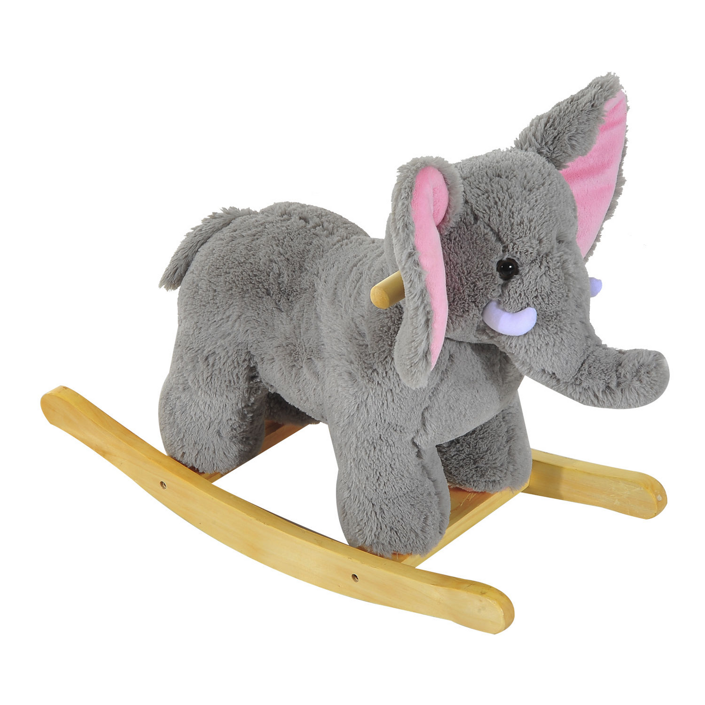 HOMCOM Kids Rocking Horse Plush Ride-on Grey Elephant with 32 Nursery Rhymes - Soft & Safe Traditional Wooden Rocker MyLibelula