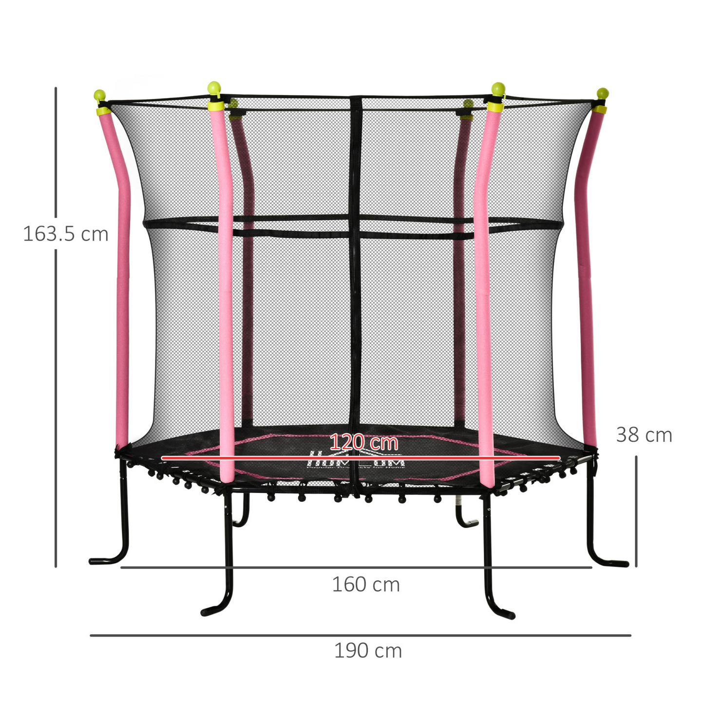 HOMCOM 5.2FT Kids Trampoline With Enclosure Net - Mini Indoor Outdoor Trampoline for Toddlers Age 3-10, Pink MyLibelula