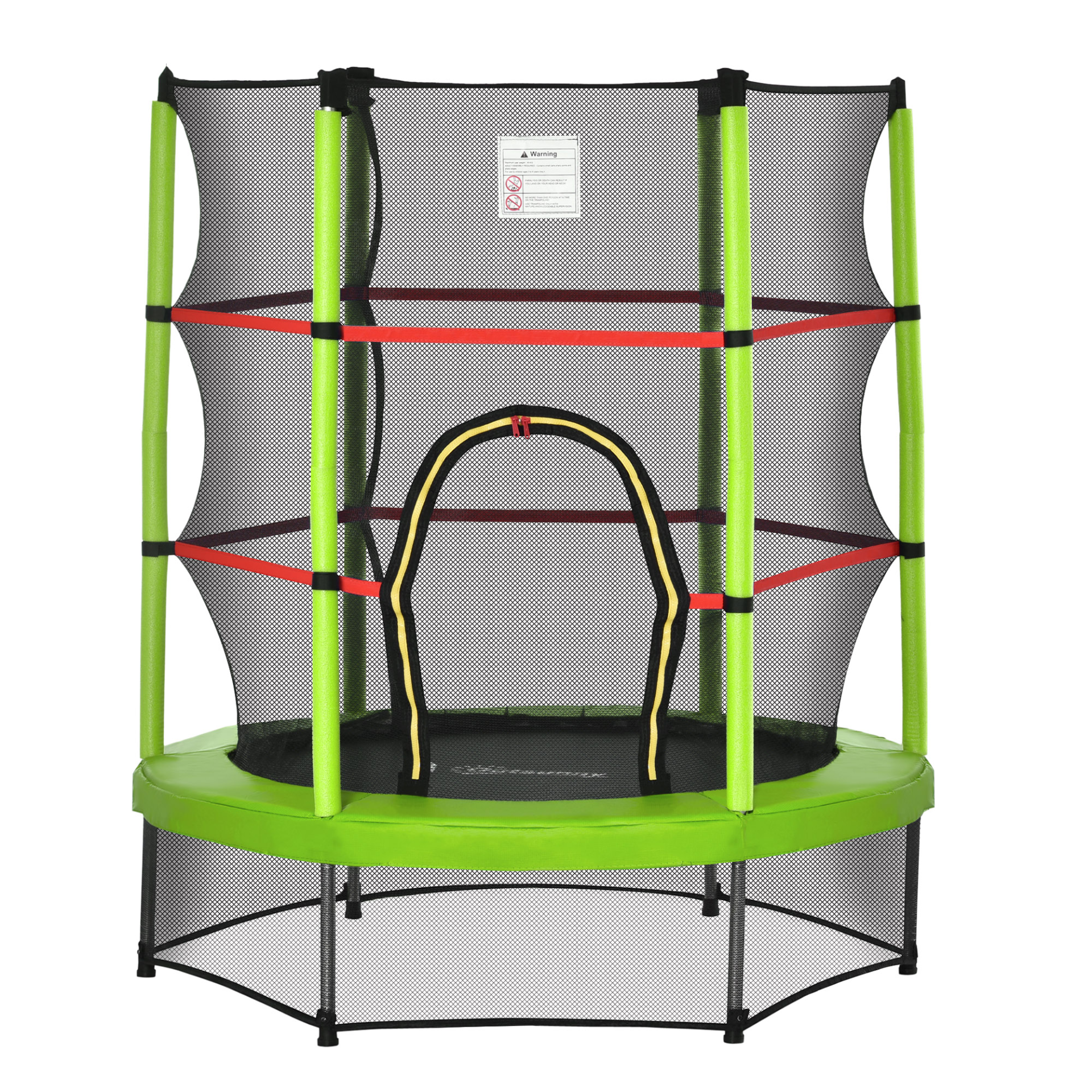 HOMCOM 4.6FT/55 Inch Kids Trampoline with Enclosure Net - Indoor Round Bouncer Rebounder for Children Ages 3 to 6 - Green MyLibelula